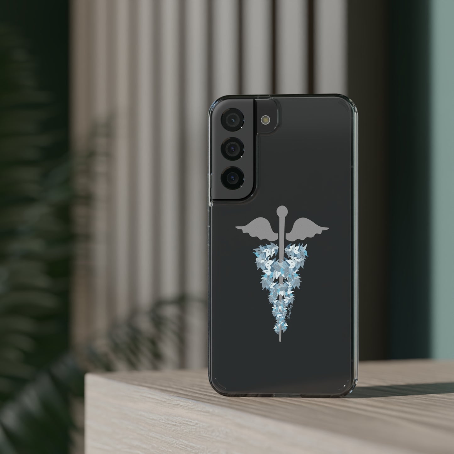 Caduceus Medical Symbol with Blue Maile Lei CLEAR Case