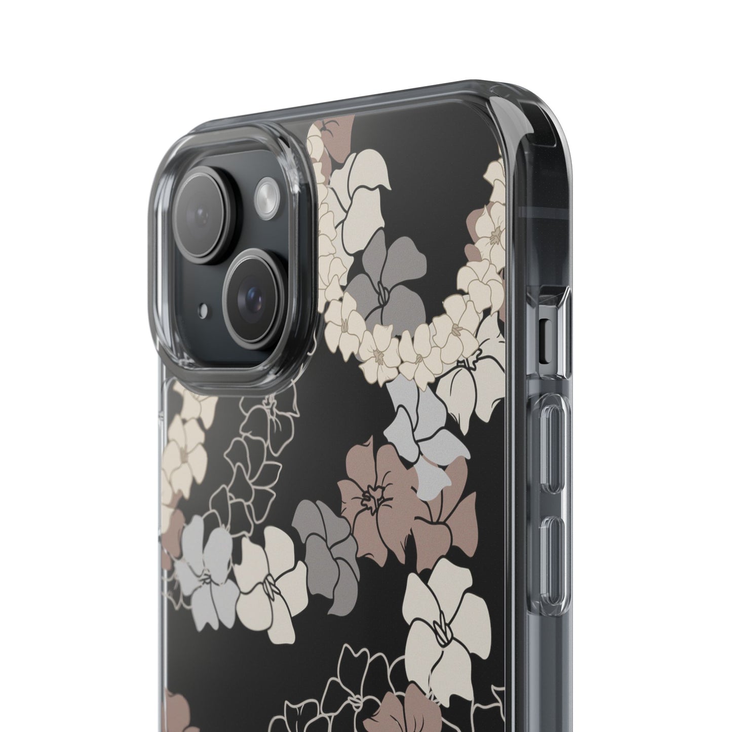 Puakenikeni En Face Flower Leis (Brown and Gray Neutrals) CLEAR Case