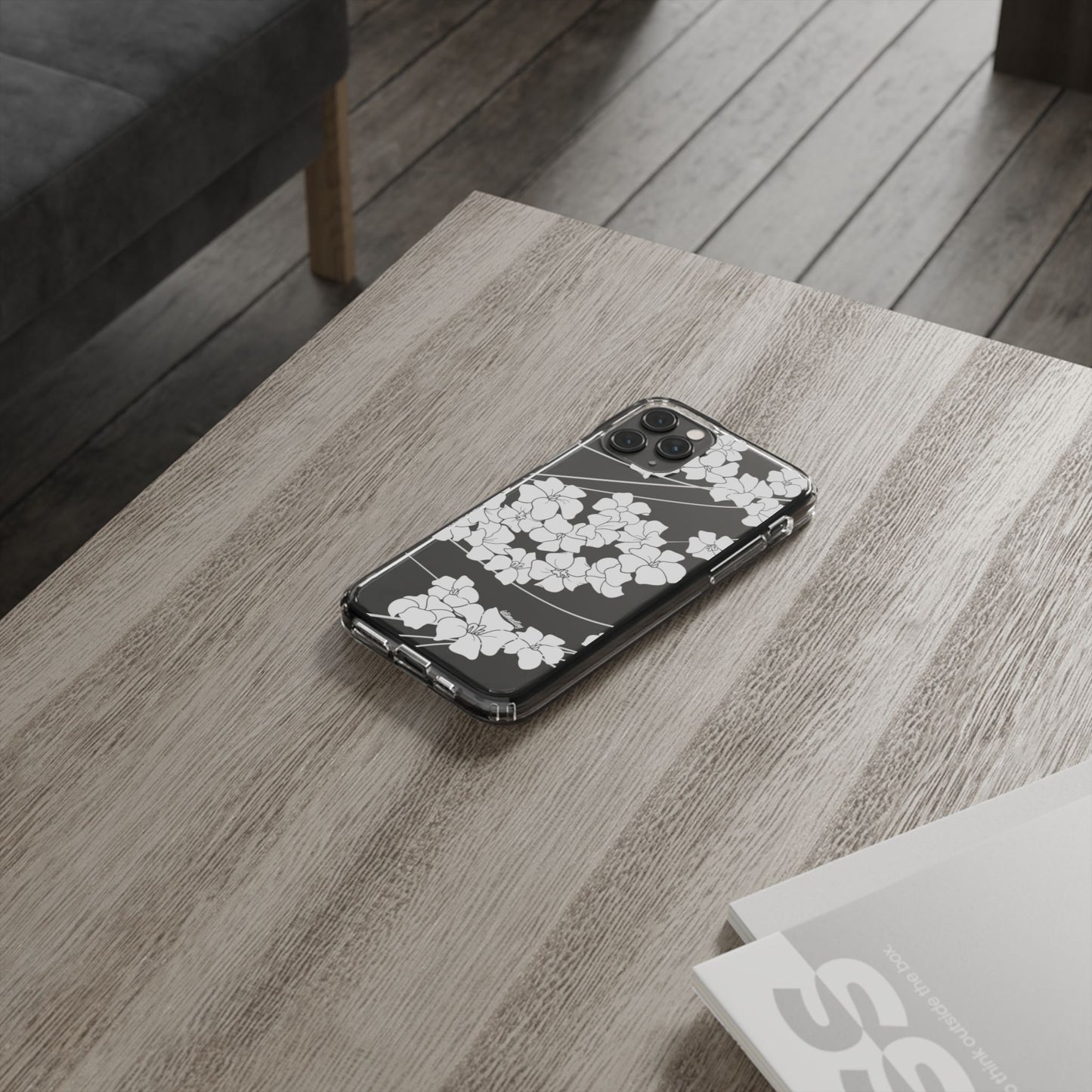 Puakenikeni En Face Flower Swirls (White) CLEAR Case