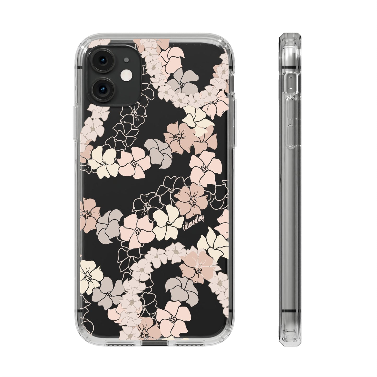 Puakenikeni En Face Flower Leis (Peachy Pinks) CLEAR Case