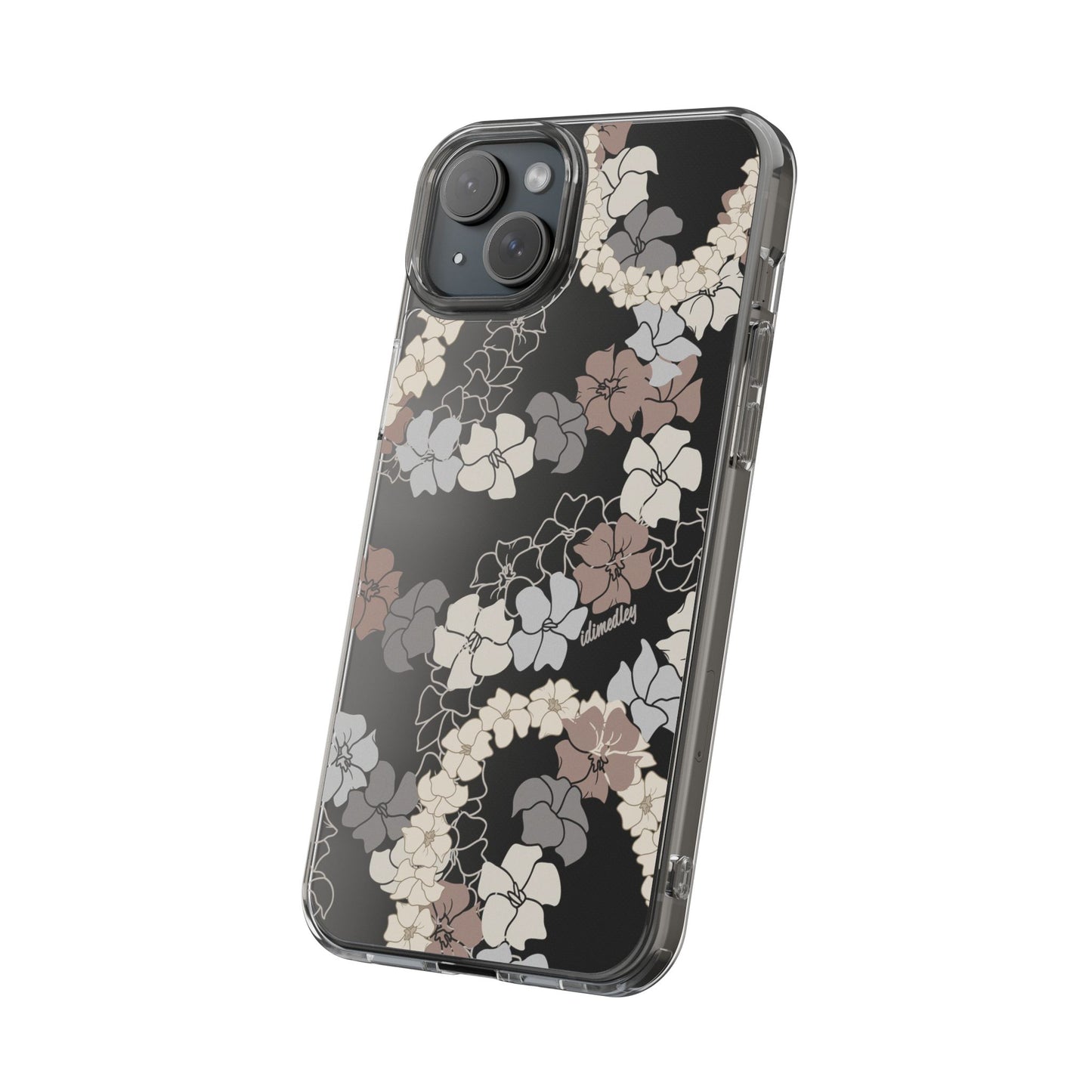 Puakenikeni En Face Flower Leis (Brown and Gray Neutrals) CLEAR Case