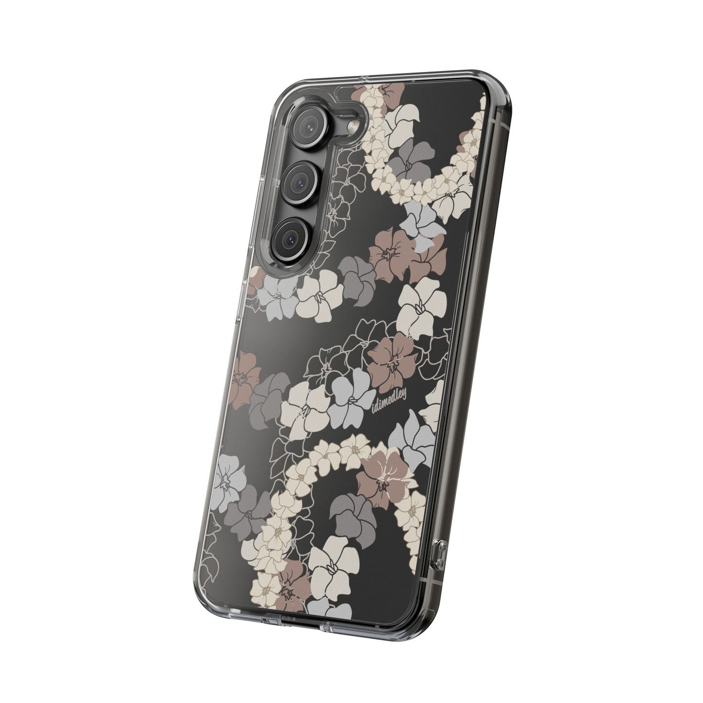 Puakenikeni En Face Flower Leis (Brown and Gray Neutrals) CLEAR Case