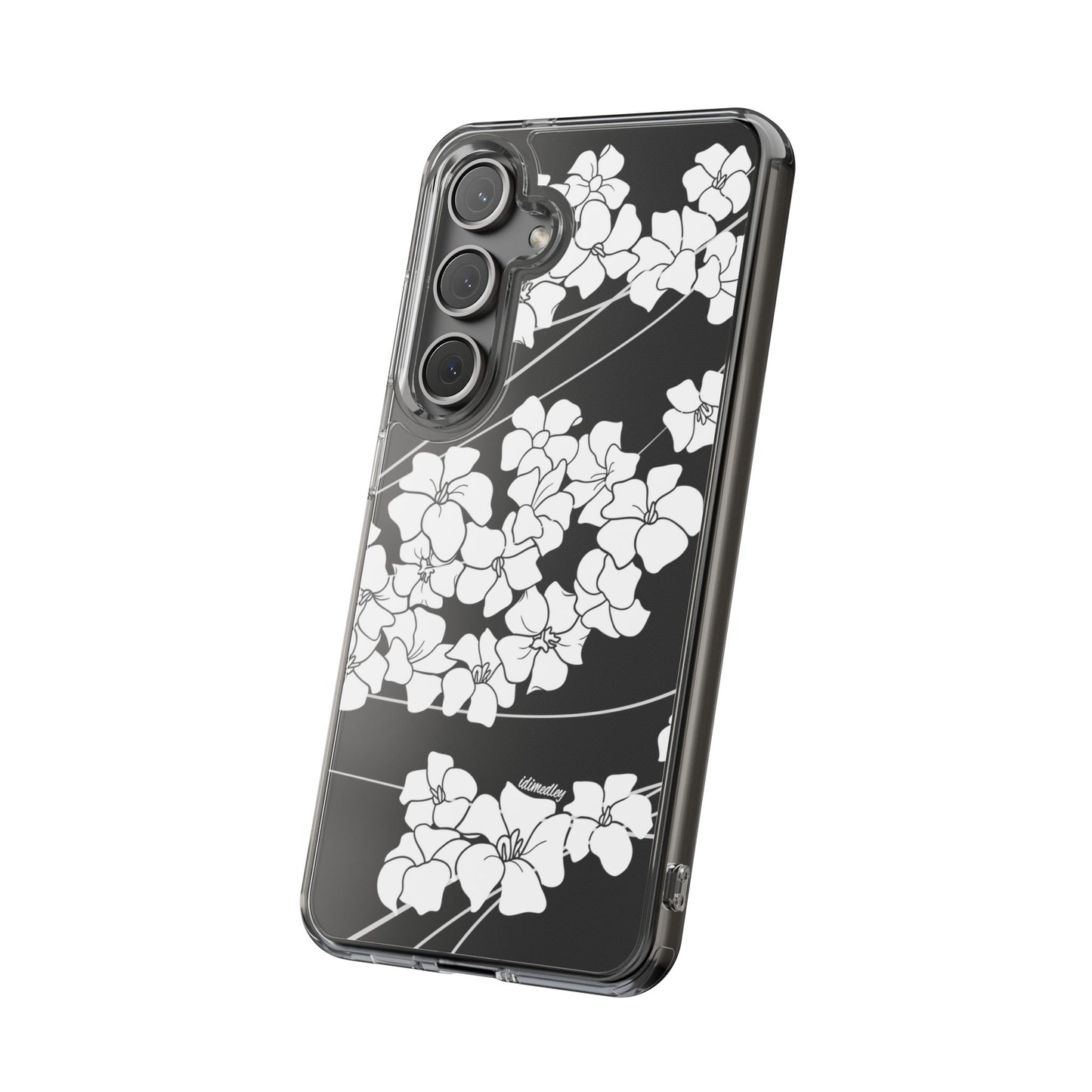 Puakenikeni En Face Flower Swirls (White) CLEAR Case