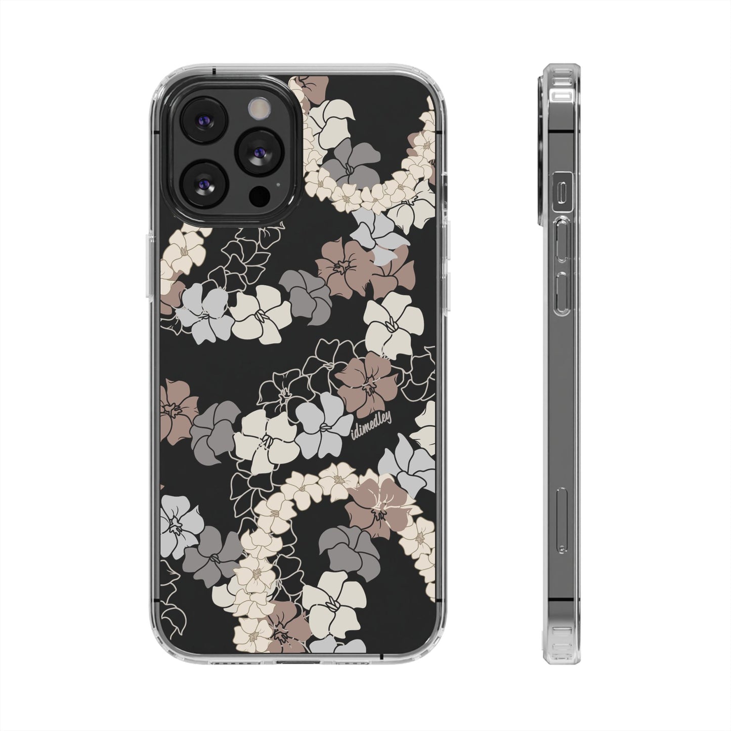 Puakenikeni En Face Flower Leis (Brown and Gray Neutrals) CLEAR Case