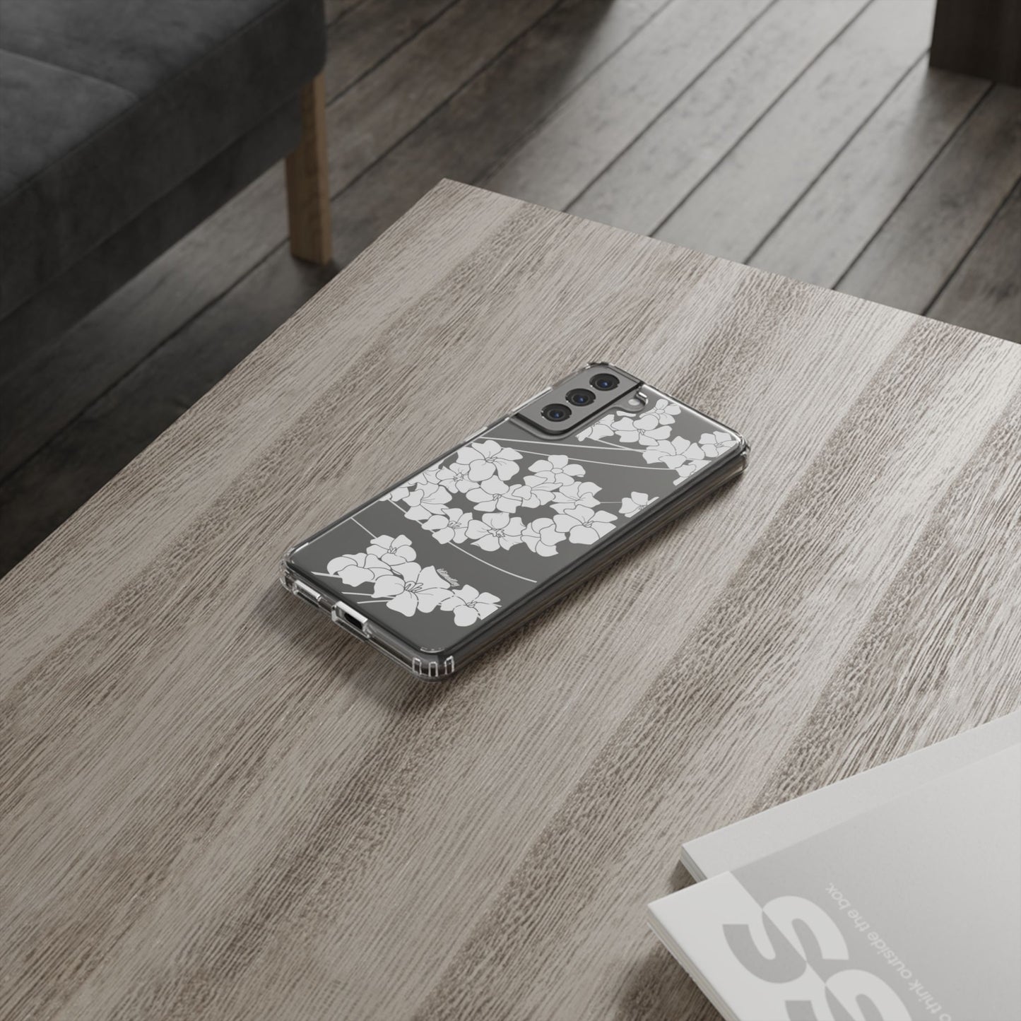 Puakenikeni En Face Flower Swirls (White) CLEAR Case