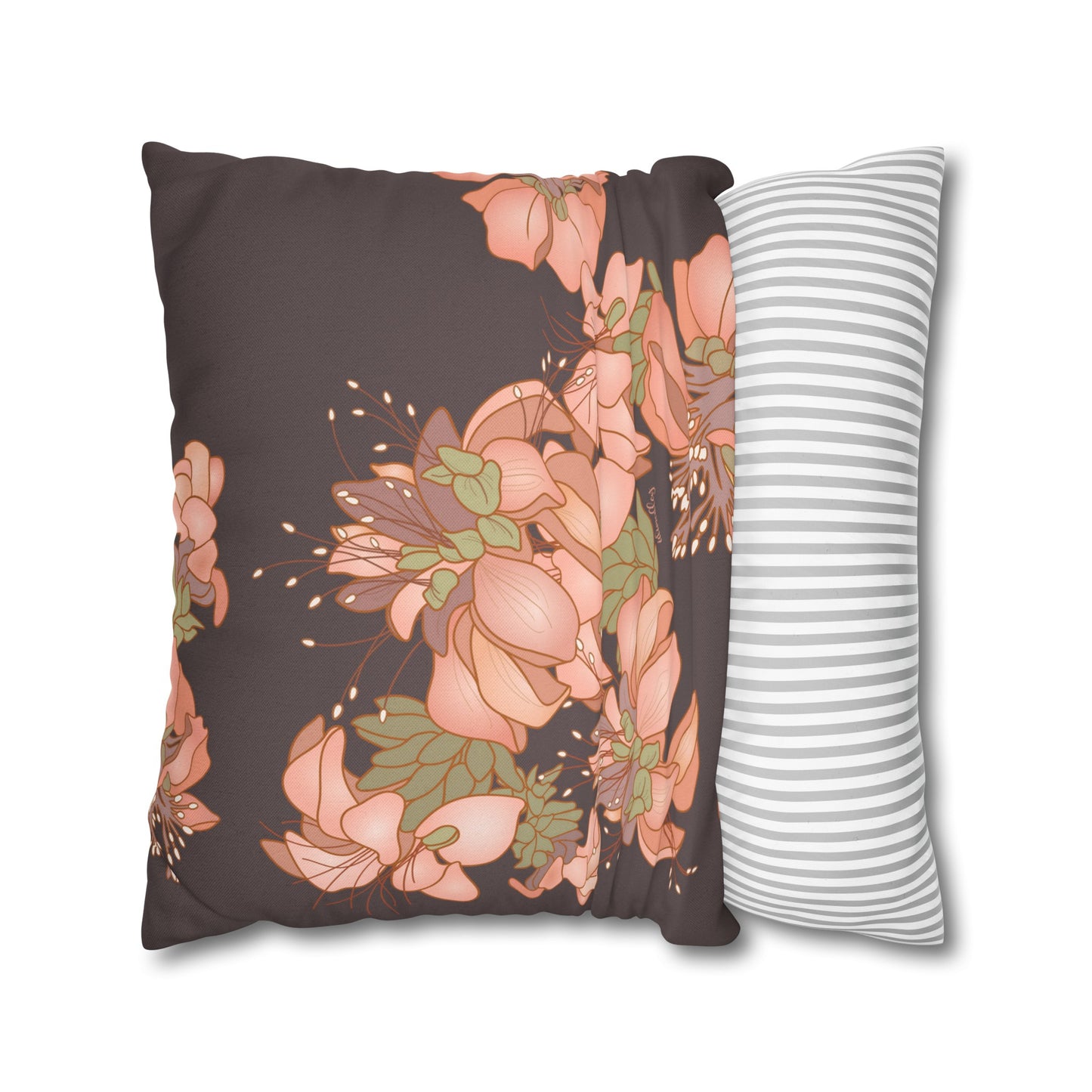 Canvas Throw Pillow Case- Wili Wili Hawaiian (Subtle Maroon)