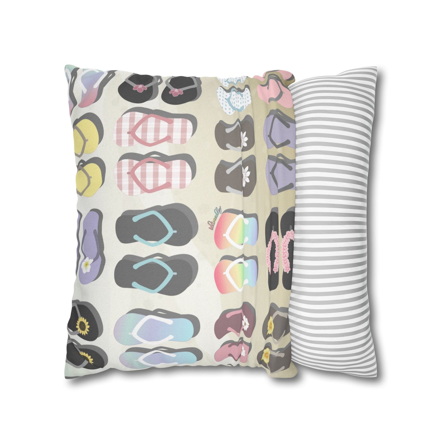 Canvas Throw Pillow Case- Sandy Pua Toes in My Rubbah Slippahs