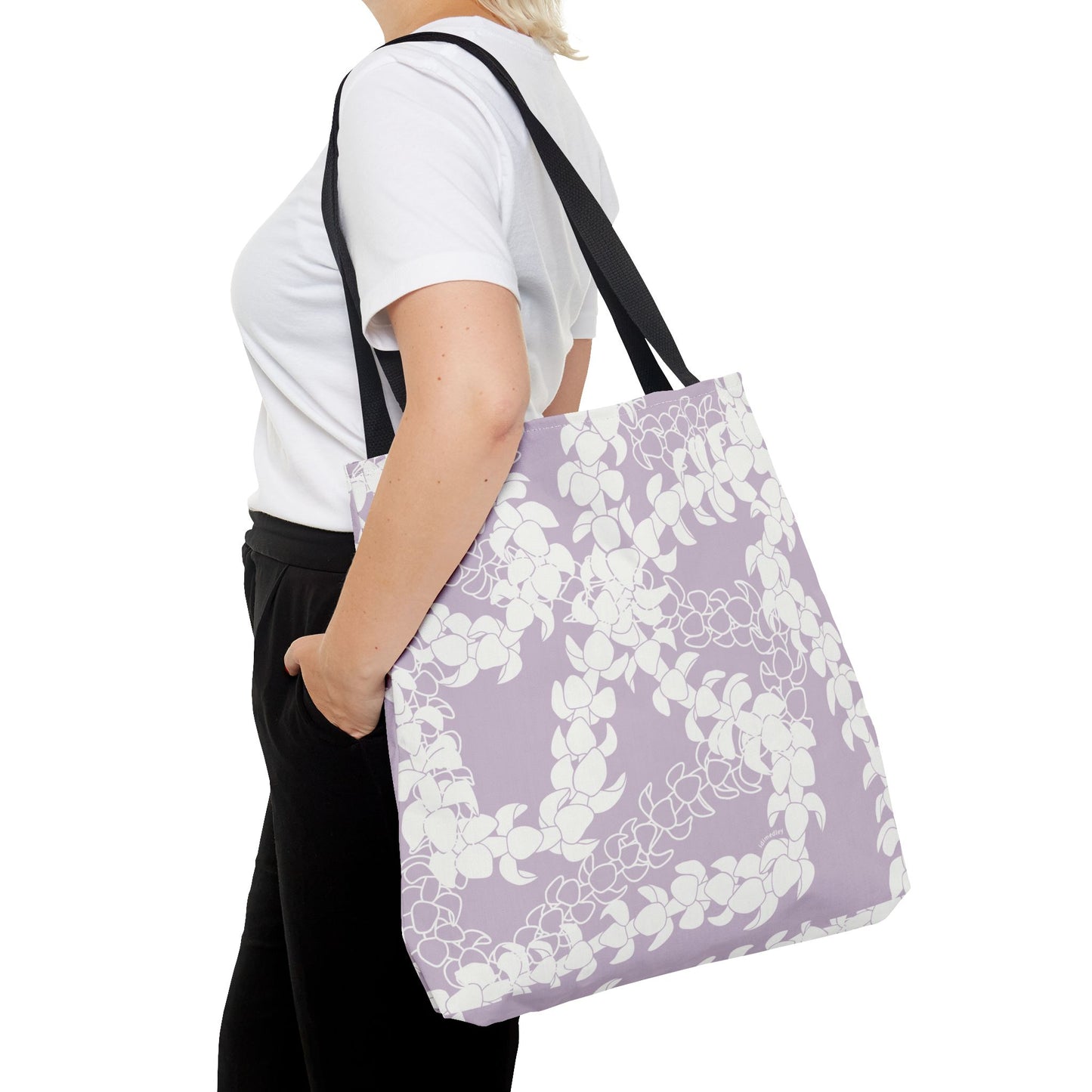 Tote Bag- Puakenikeni Curvilinear Lei (Pinky Periwinkle)