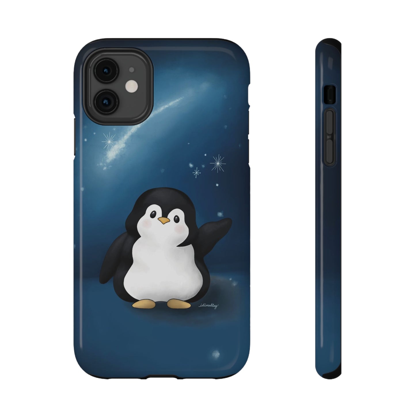 Penguin in Starry Blue Night Skies