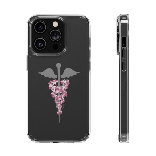 Caduceus Medical Symbol with Pink Maile Lei CLEAR Case