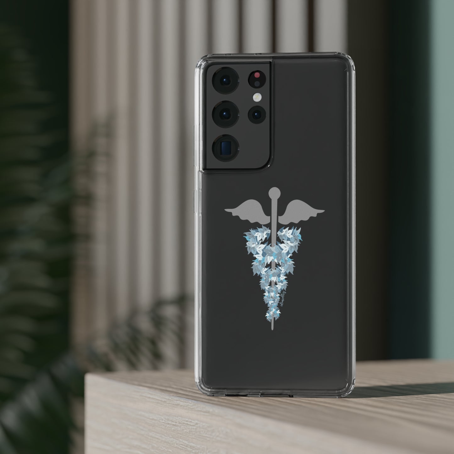 Caduceus Medical Symbol with Blue Maile Lei CLEAR Case