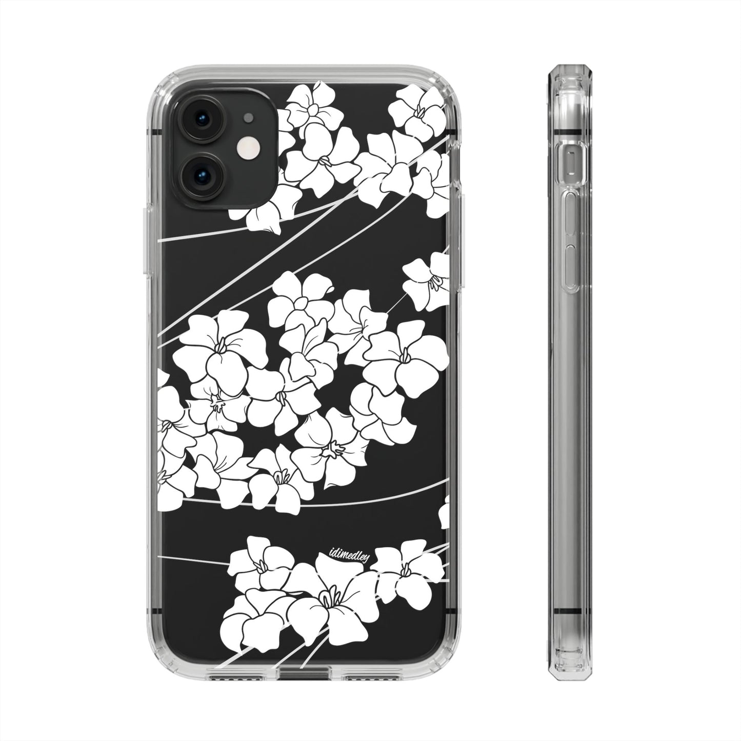 Puakenikeni En Face Flower Swirls (White) CLEAR Case