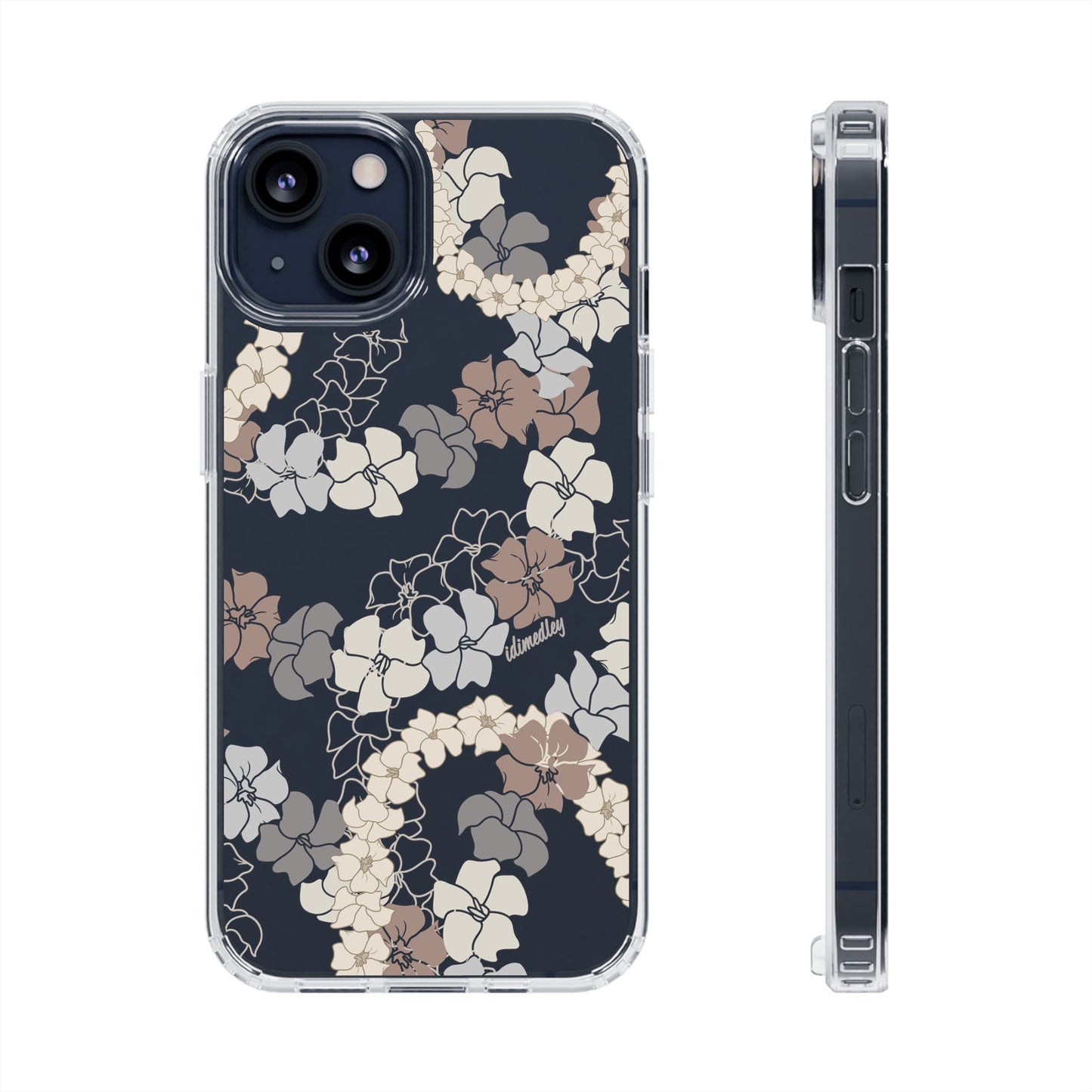 Puakenikeni En Face Flower Leis (Brown and Gray Neutrals) CLEAR Case