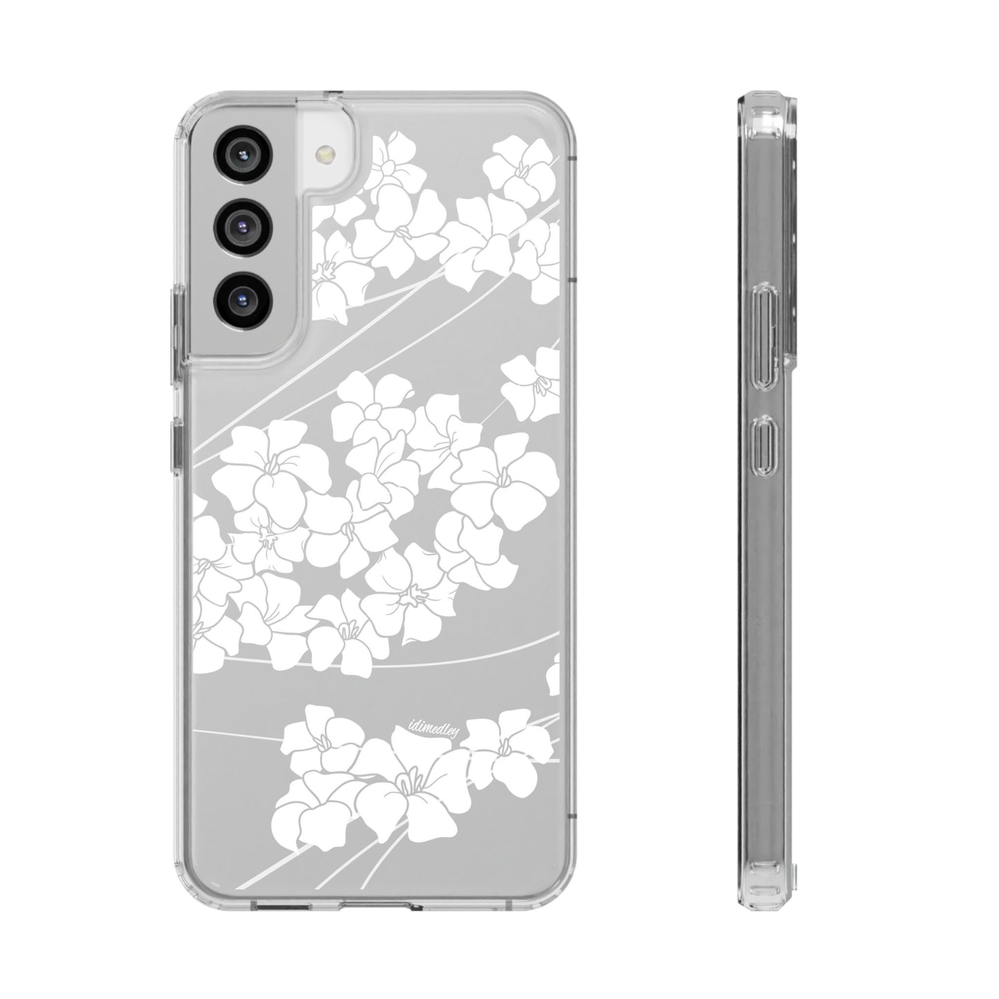 Puakenikeni En Face Flower Swirls (White) CLEAR Case