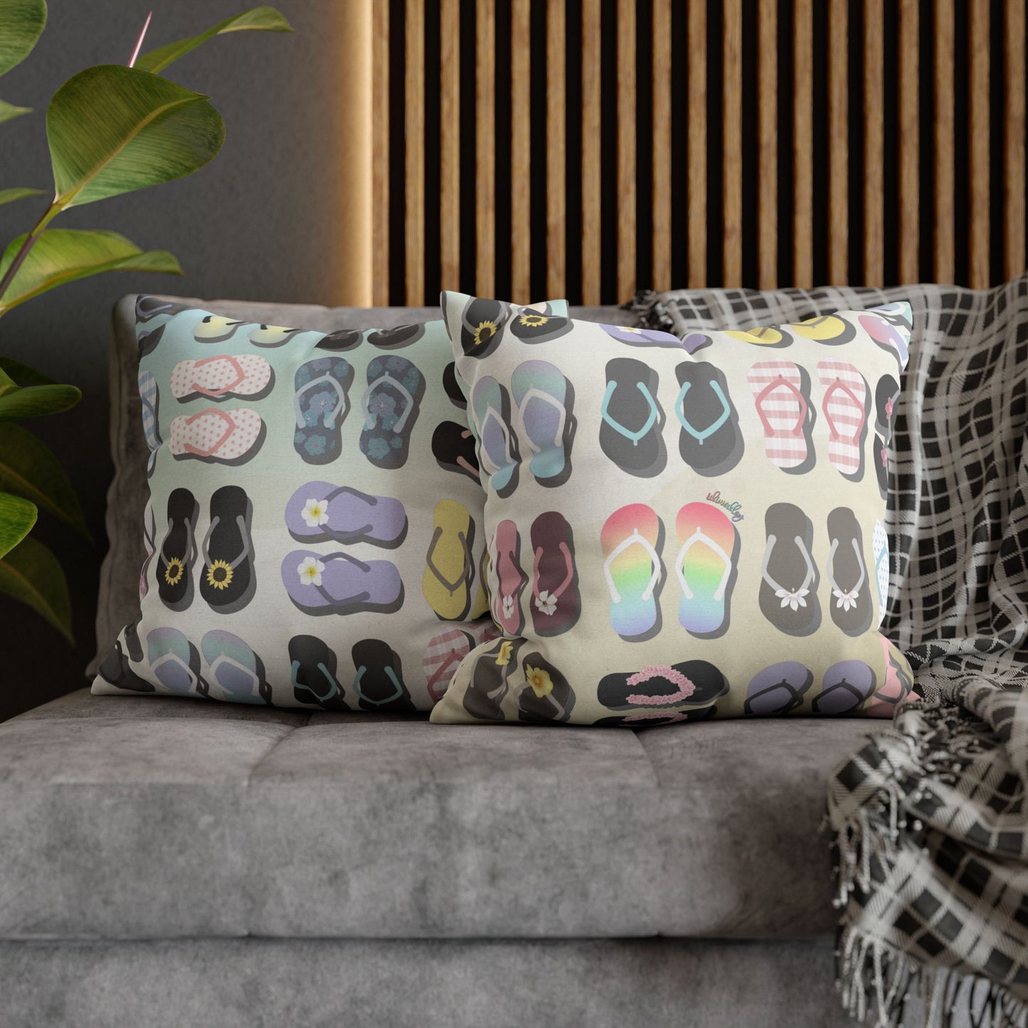 Canvas Throw Pillow Case- Sandy Pua Toes in My Rubbah Slippahs