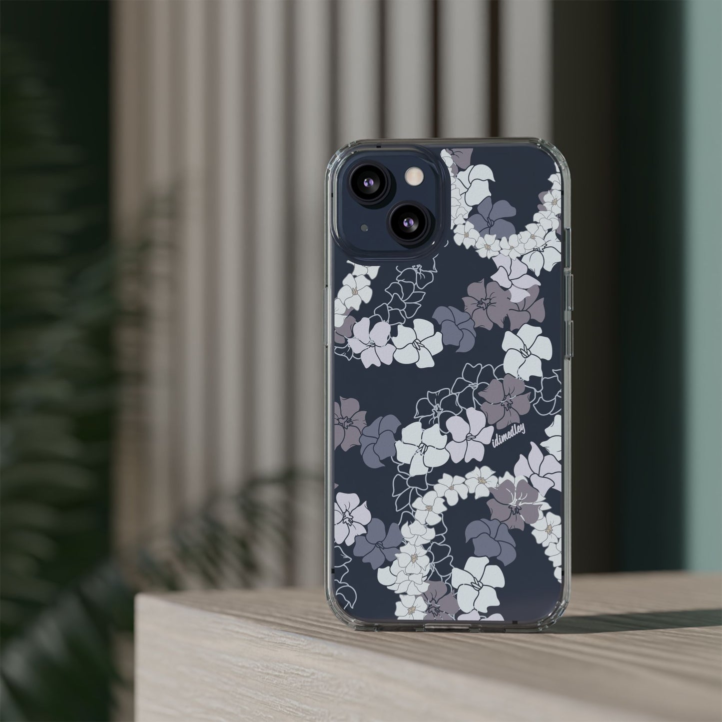 Puakenikeni En Face Flower Leis (Blue and Purple) CLEAR Case