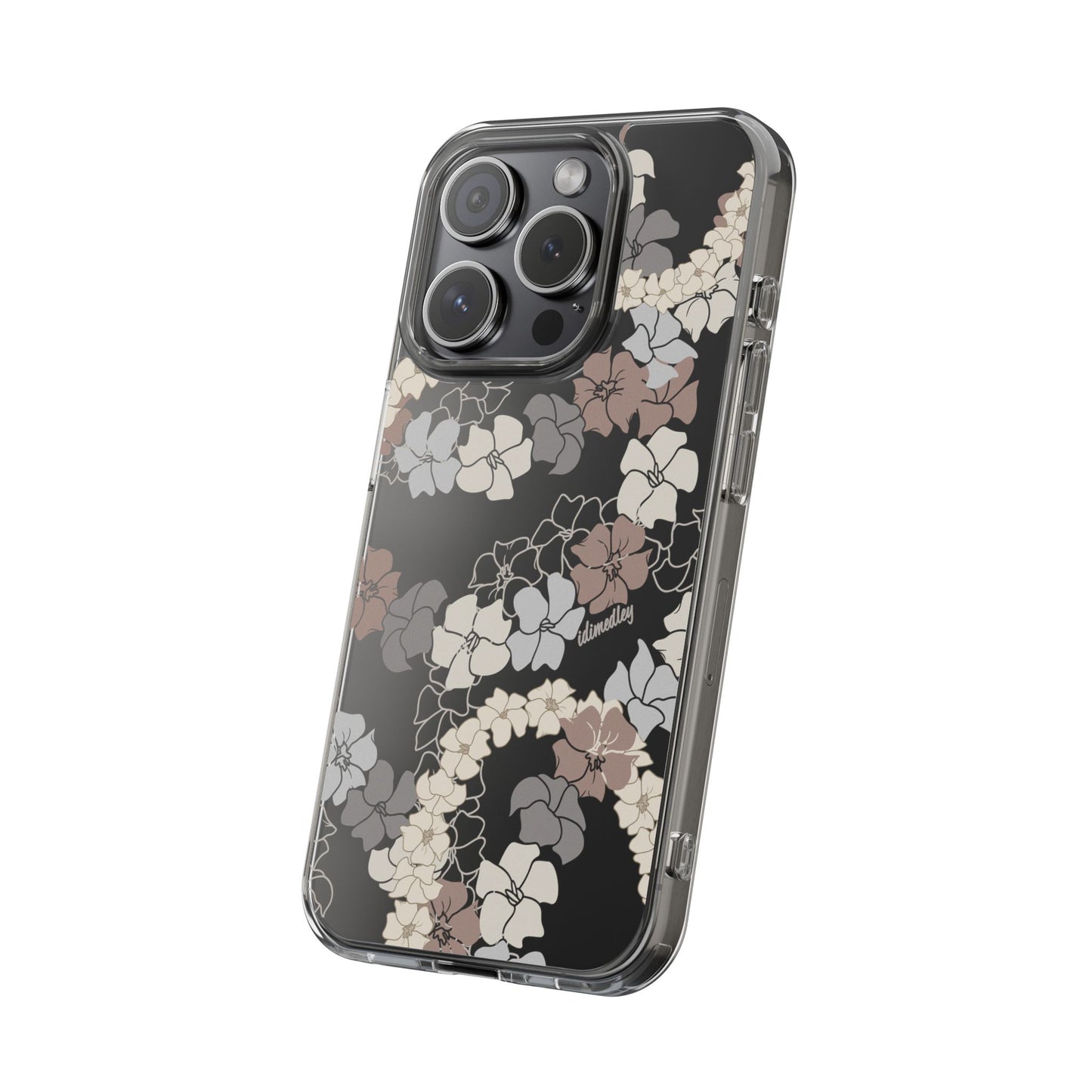 Puakenikeni En Face Flower Leis (Brown and Gray Neutrals) CLEAR Case
