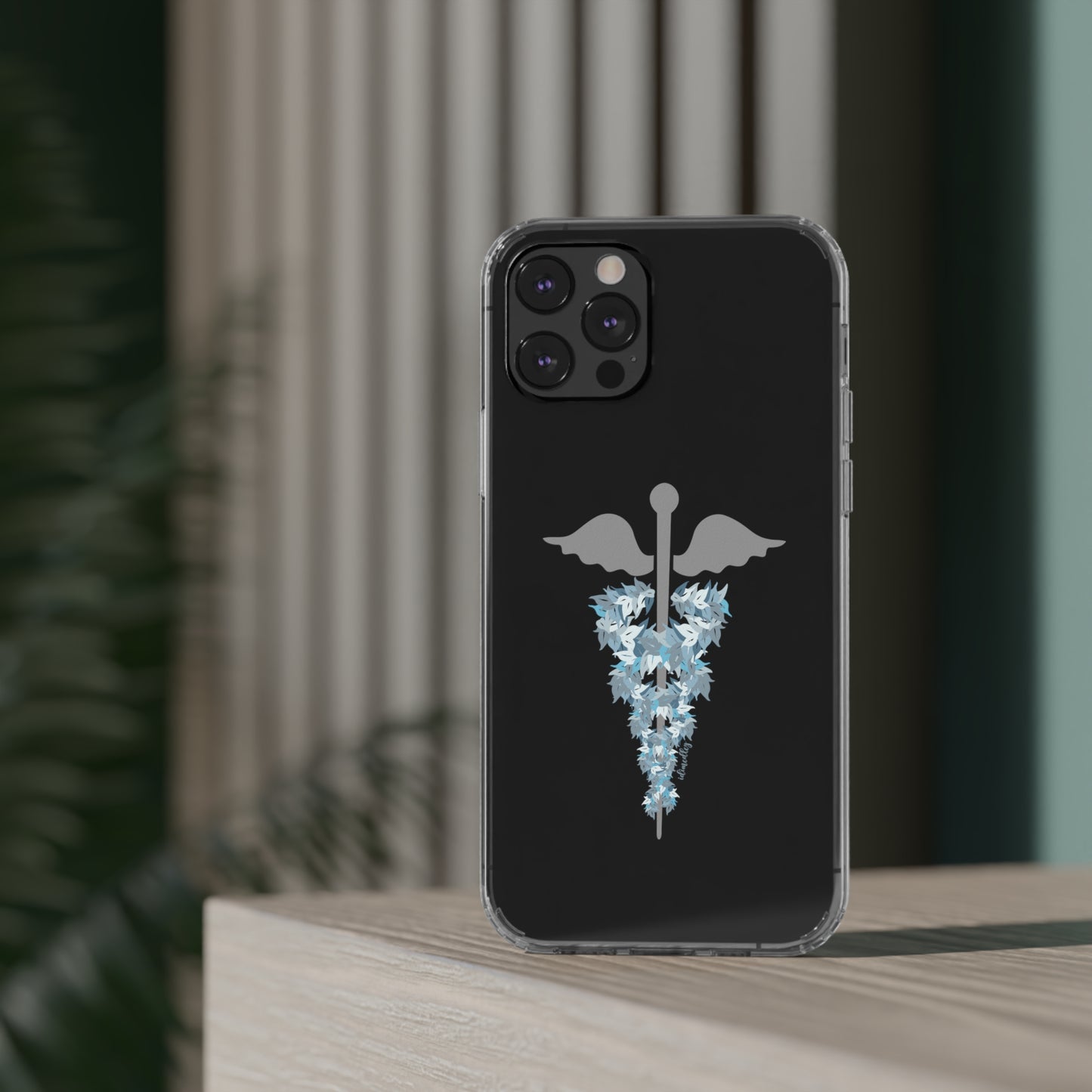 Caduceus Medical Symbol with Blue Maile Lei CLEAR Case