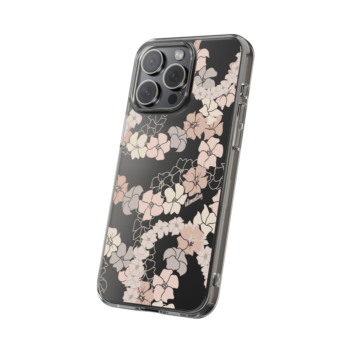 Puakenikeni En Face Flower Leis (Peachy Pinks) CLEAR Case