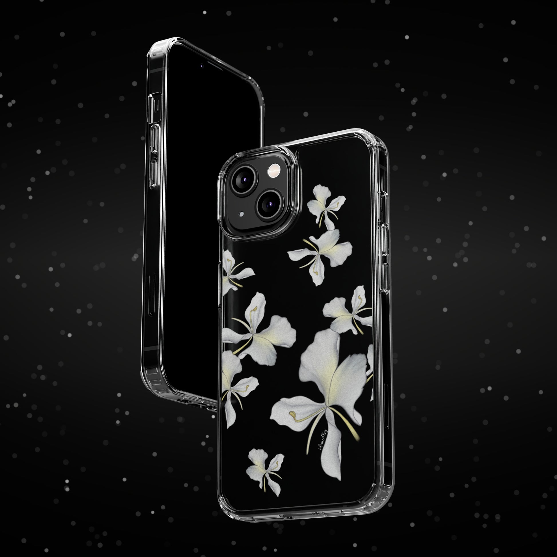 Delicate white flower clear phone case.