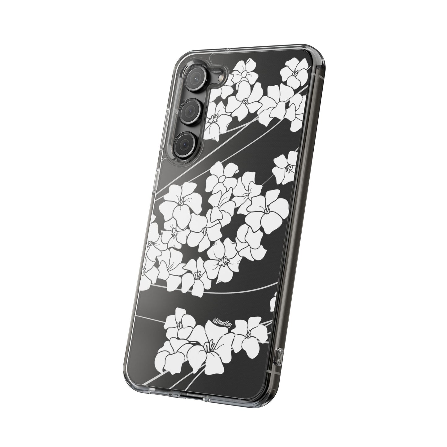 Puakenikeni En Face Flower Swirls (White) CLEAR Case
