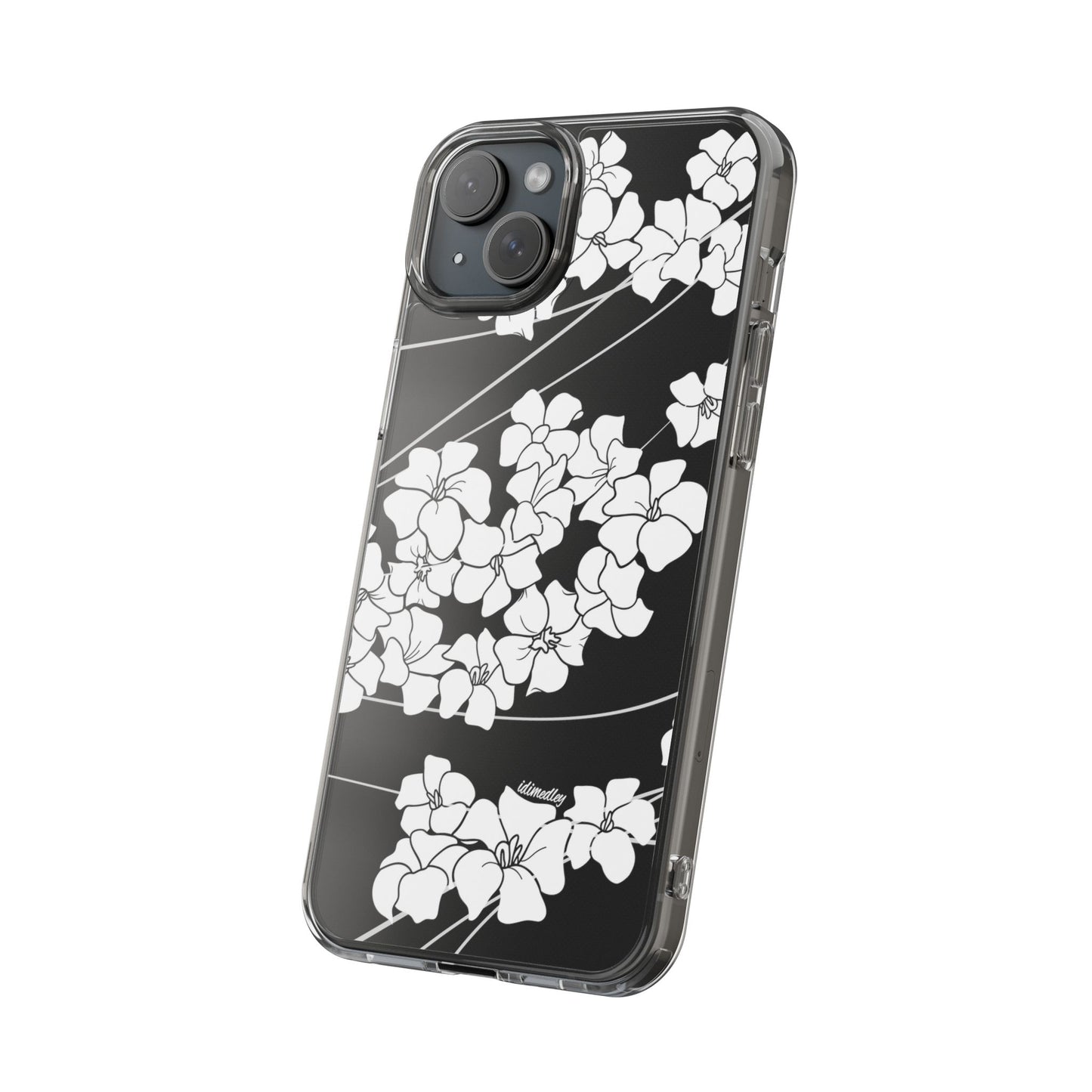 Puakenikeni En Face Flower Swirls (White) CLEAR Case