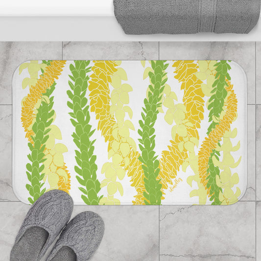 Bath Mat- Triple Strand Ilima, Pakalana and Puakenikeni Lei (White)