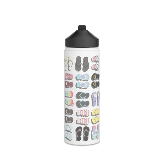 Water Bottle, 3 sizes, Stainless Steel with Sip Straw- Sandy Pua Toes in my Rubbah Slippahs