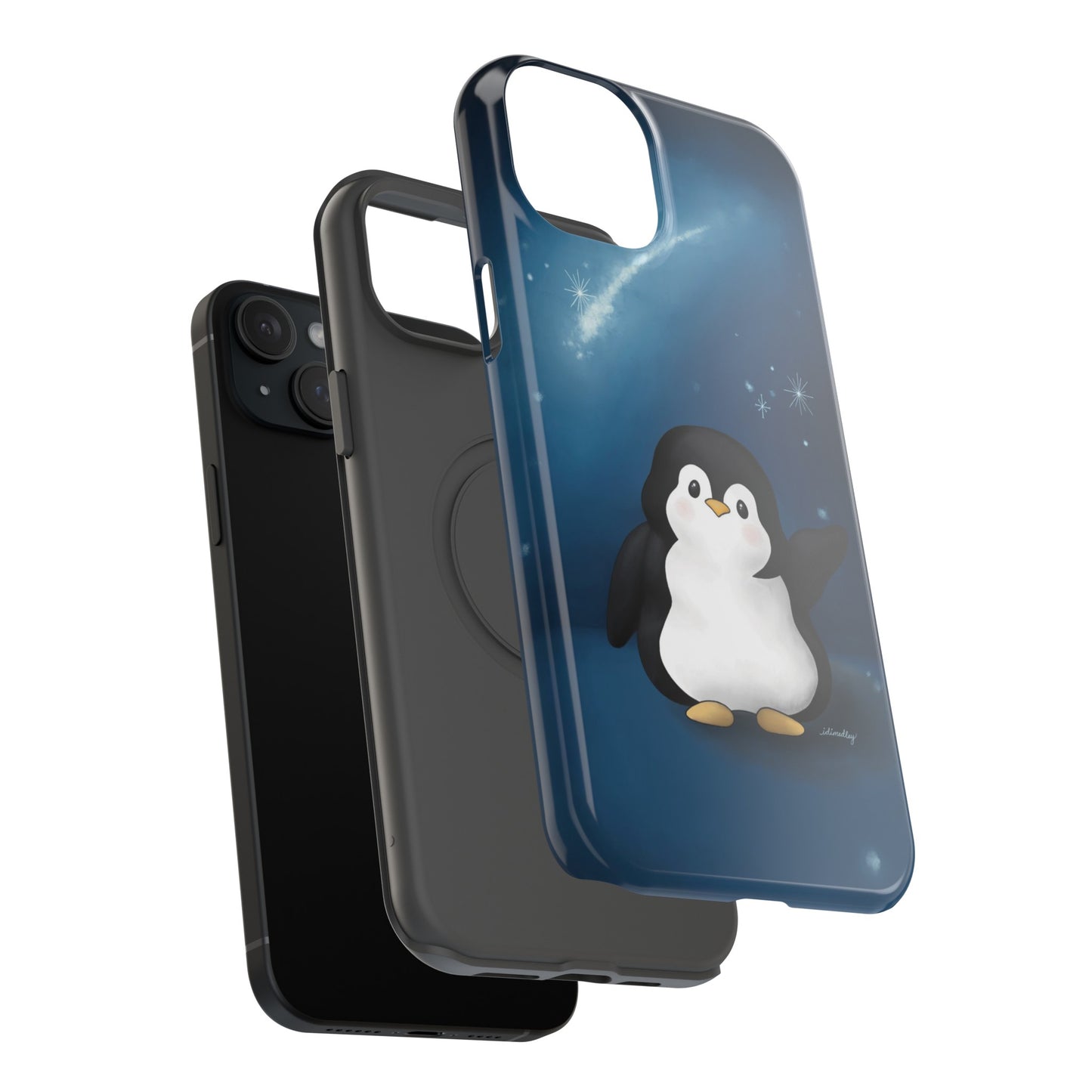 Penguin in Starry Blue Night Skies