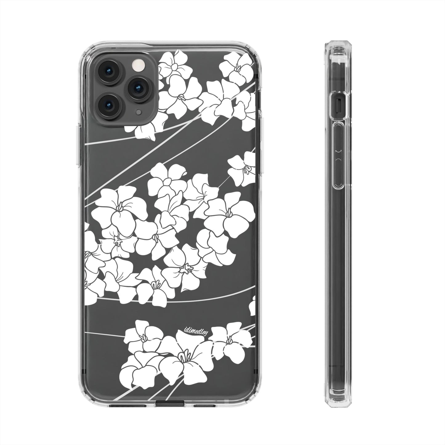 Puakenikeni En Face Flower Swirls (White) CLEAR Case
