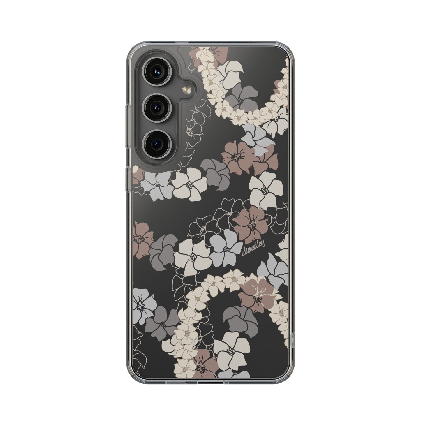 Puakenikeni En Face Flower Leis (Brown and Gray Neutrals) CLEAR Case