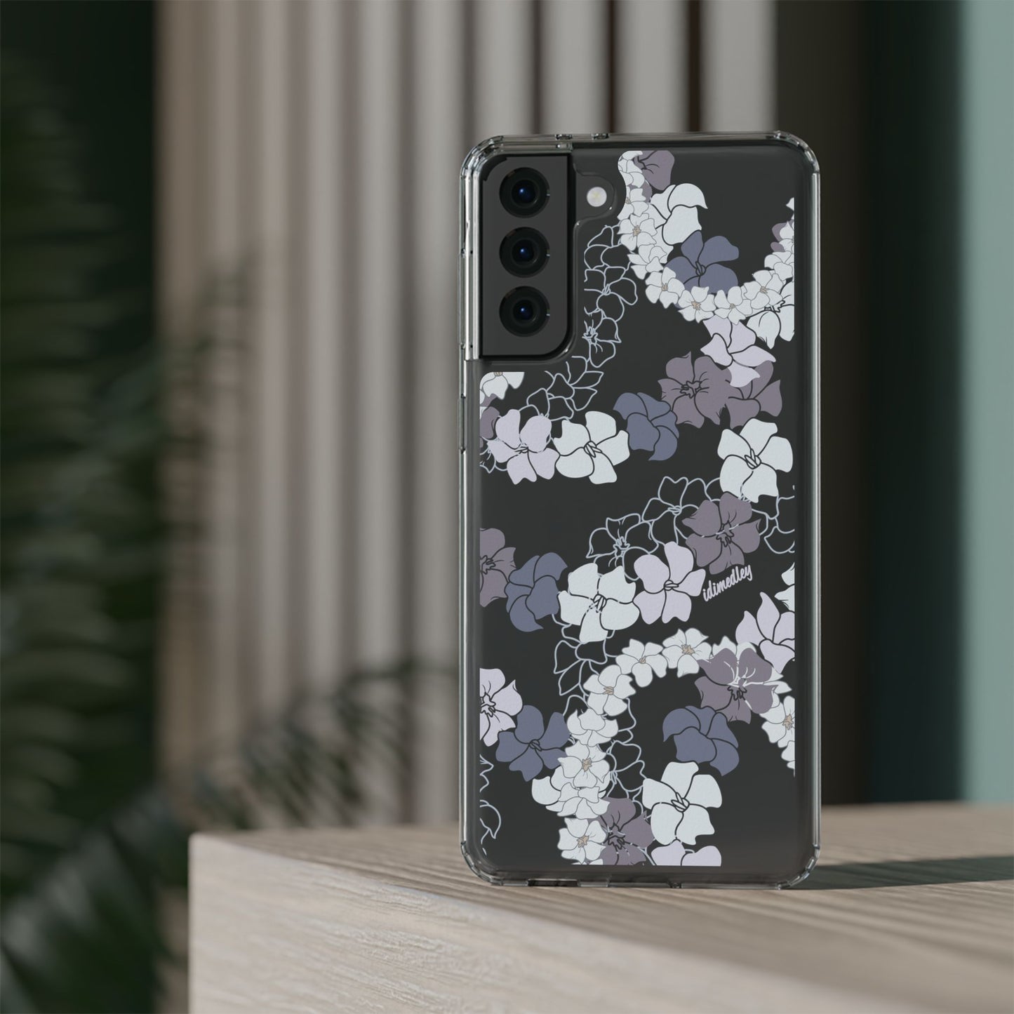 Puakenikeni En Face Flower Leis (Blue and Purple) CLEAR Case