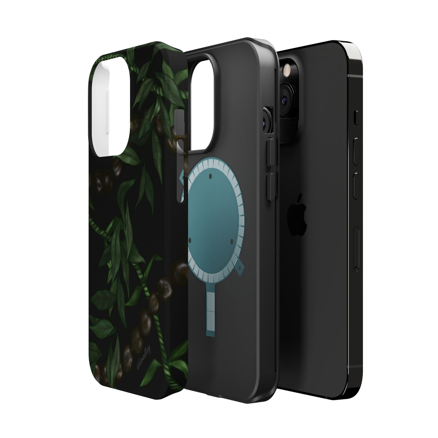 Kukui Nut, Maile, Ti Leaf Lei (Black), MAGSAFE