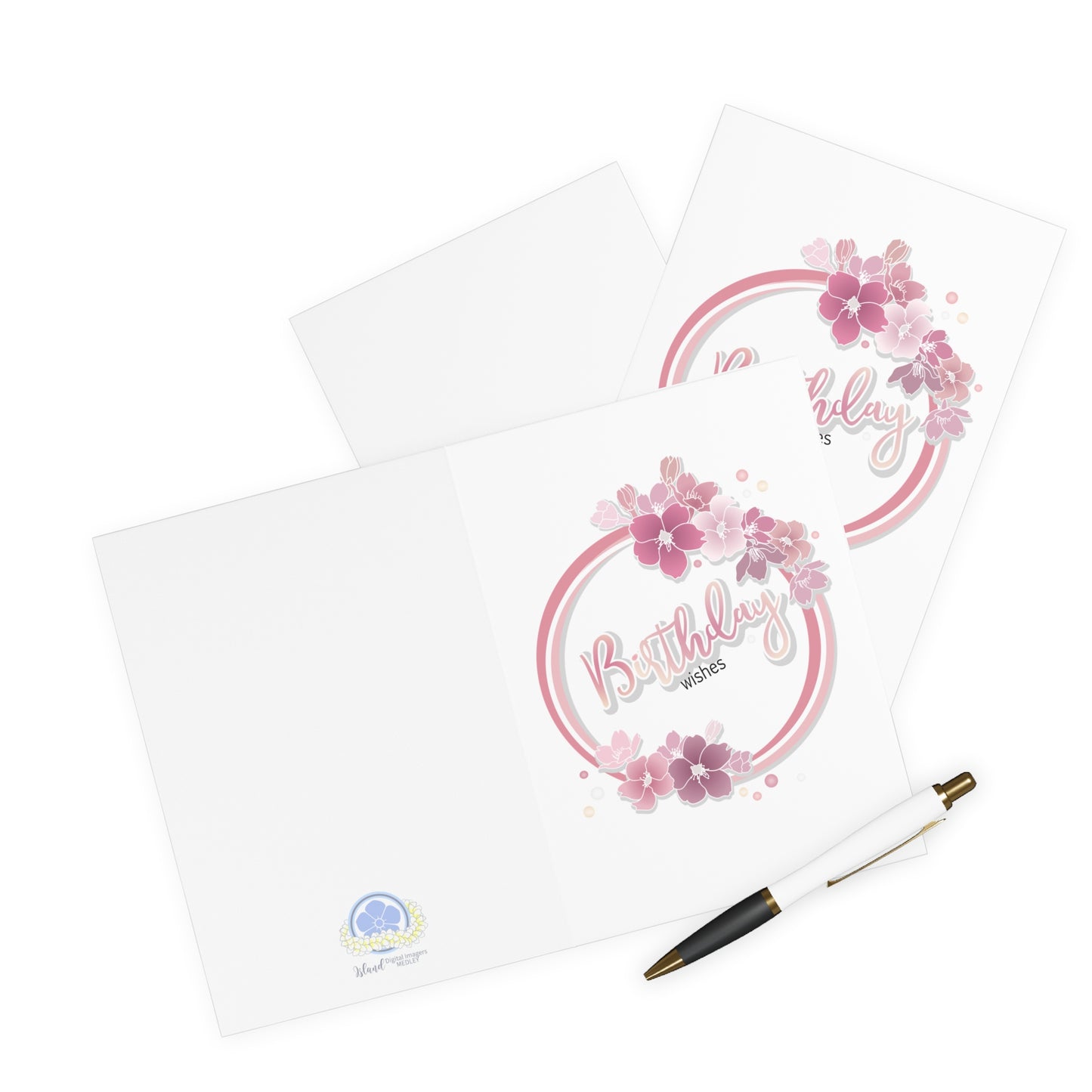Birthday Wishes Greeting Cards (5 Pack)- Pink Cherry Blossoms