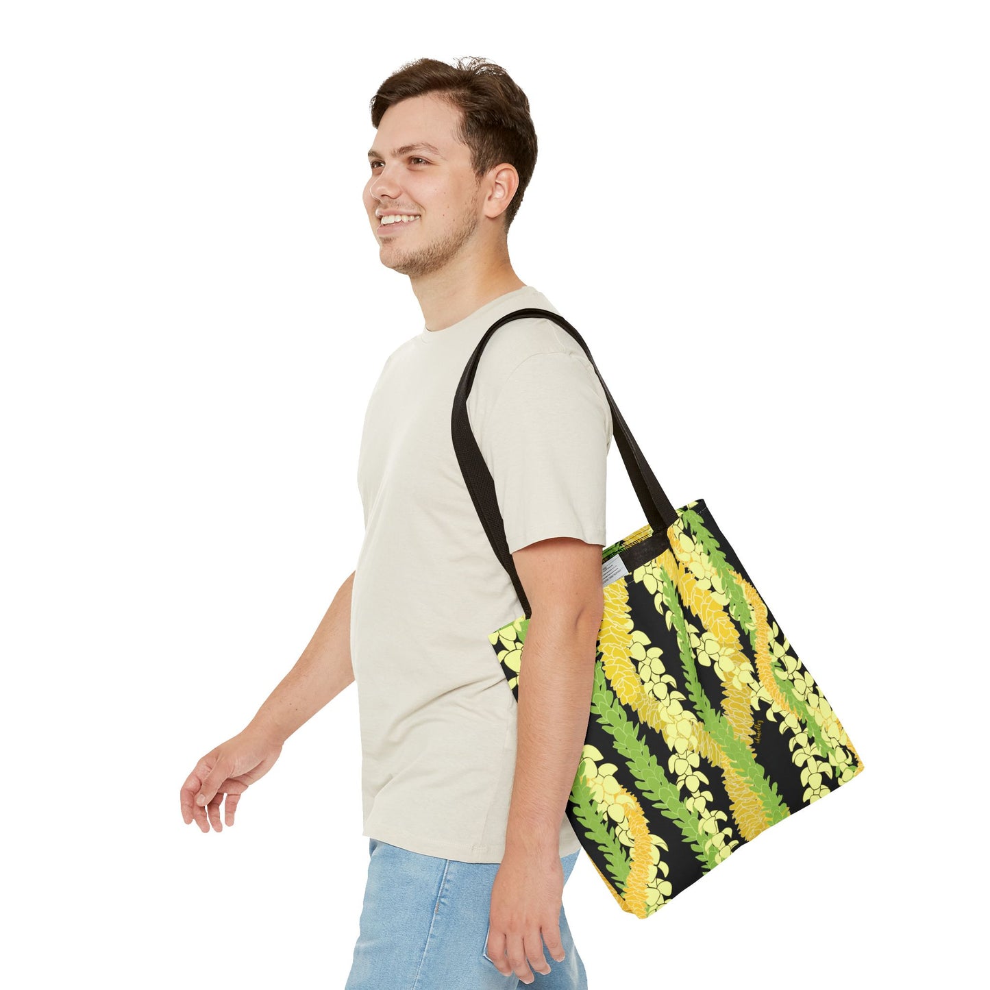 Tote bag- Triple Strand Ilima, Pakalana, and Puakenikeni Leis (Black)