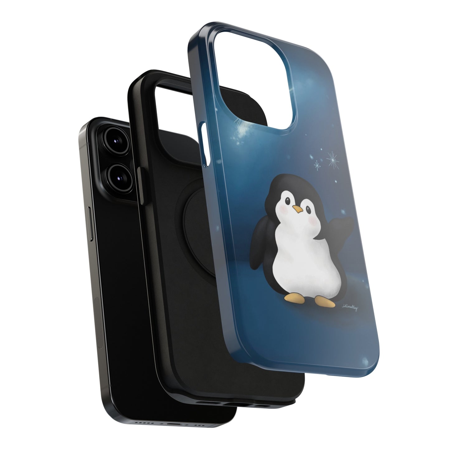 Penguin in Starry Blue Night Skies