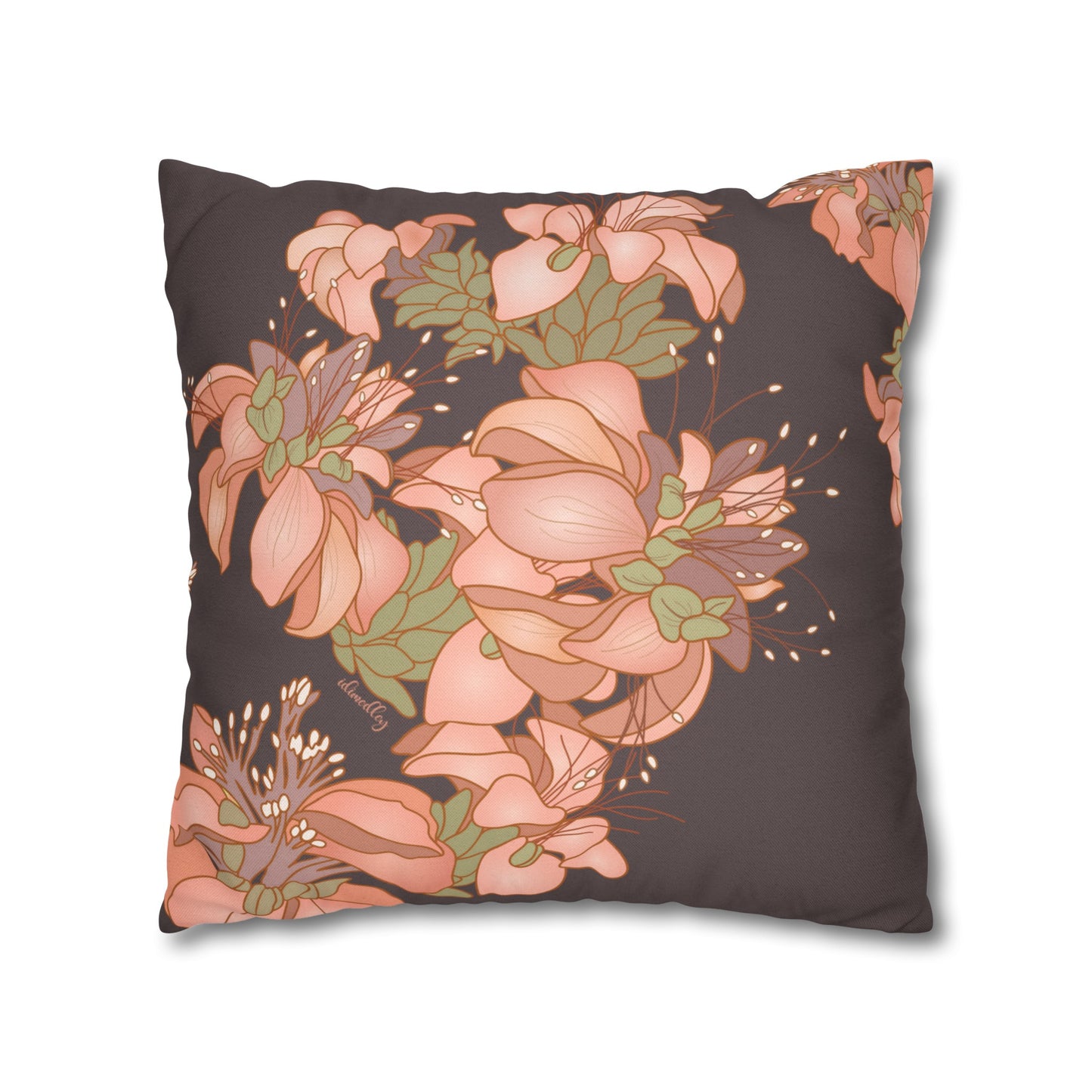 Canvas Throw Pillow Case- Wili Wili Hawaiian (Subtle Maroon)