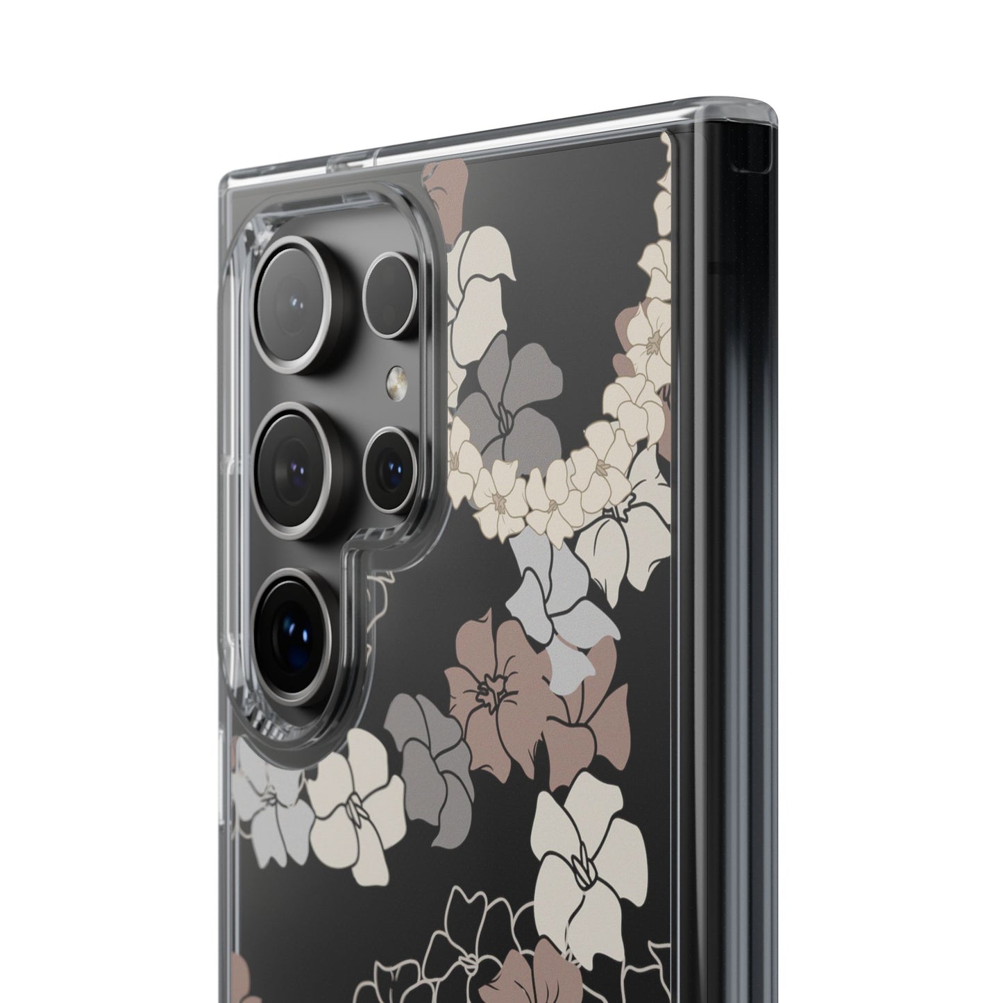 Puakenikeni En Face Flower Leis (Brown and Gray Neutrals) CLEAR Case