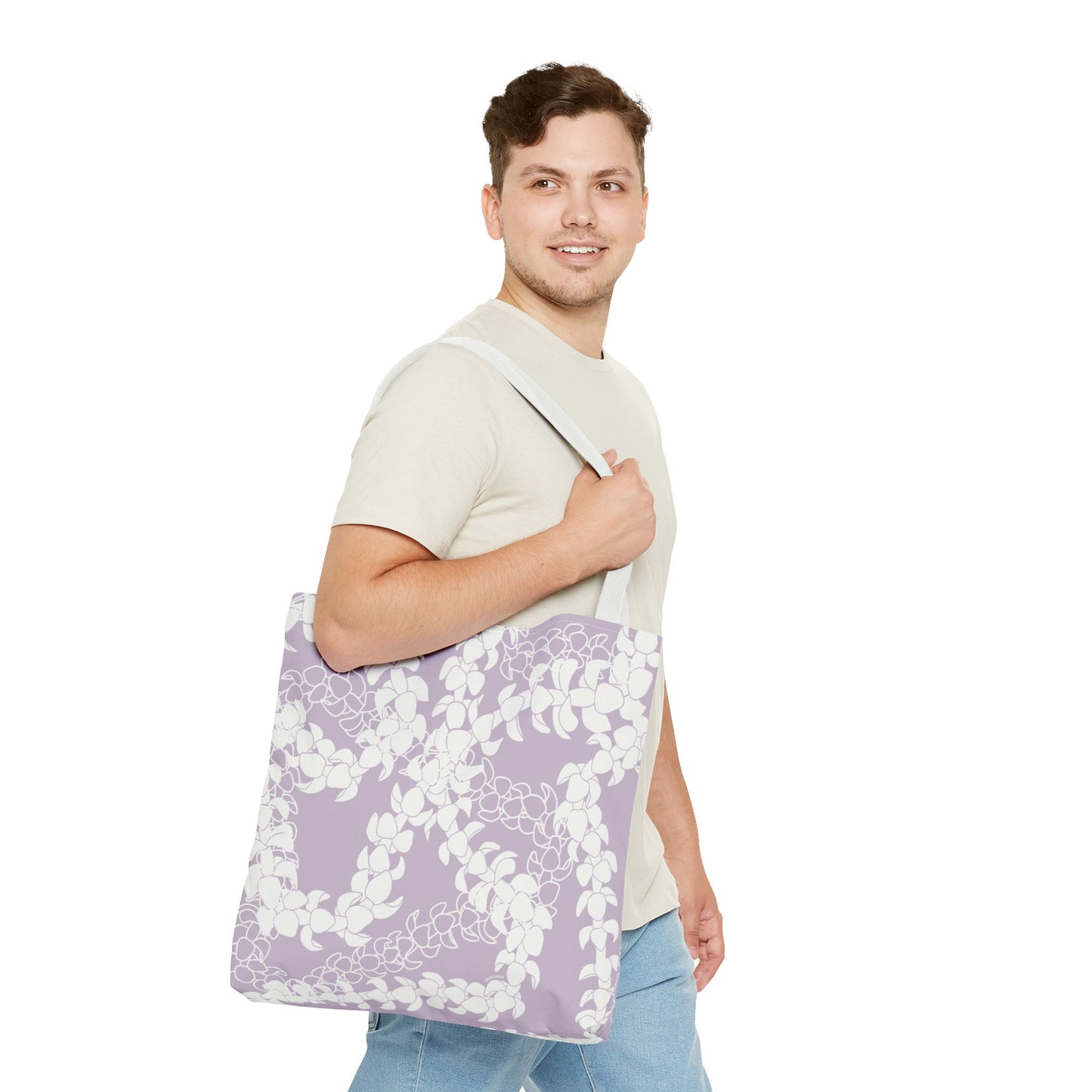 Tote Bag- Puakenikeni Curvilinear Lei (Pinky Periwinkle)