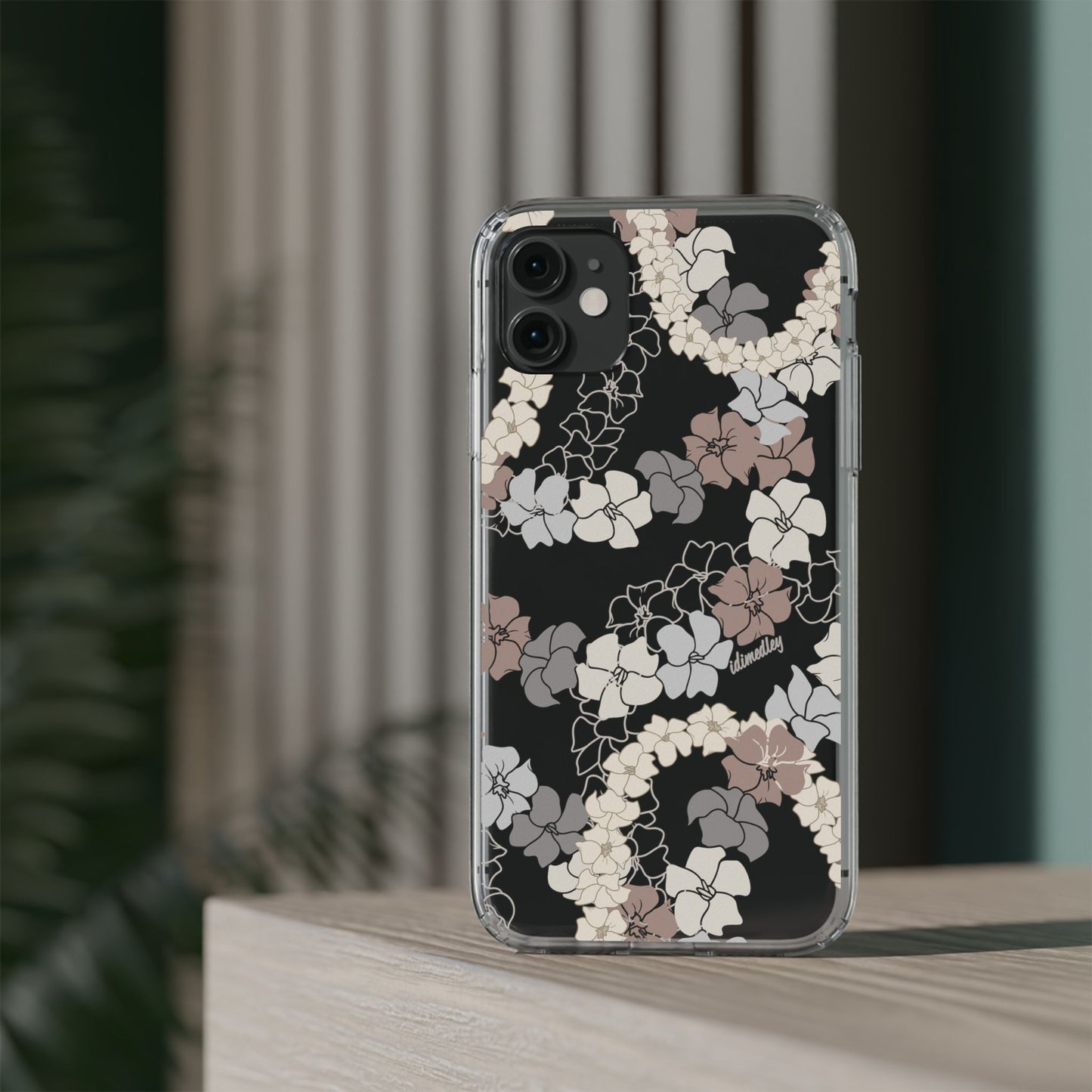 Puakenikeni En Face Flower Leis (Brown and Gray Neutrals) CLEAR Case