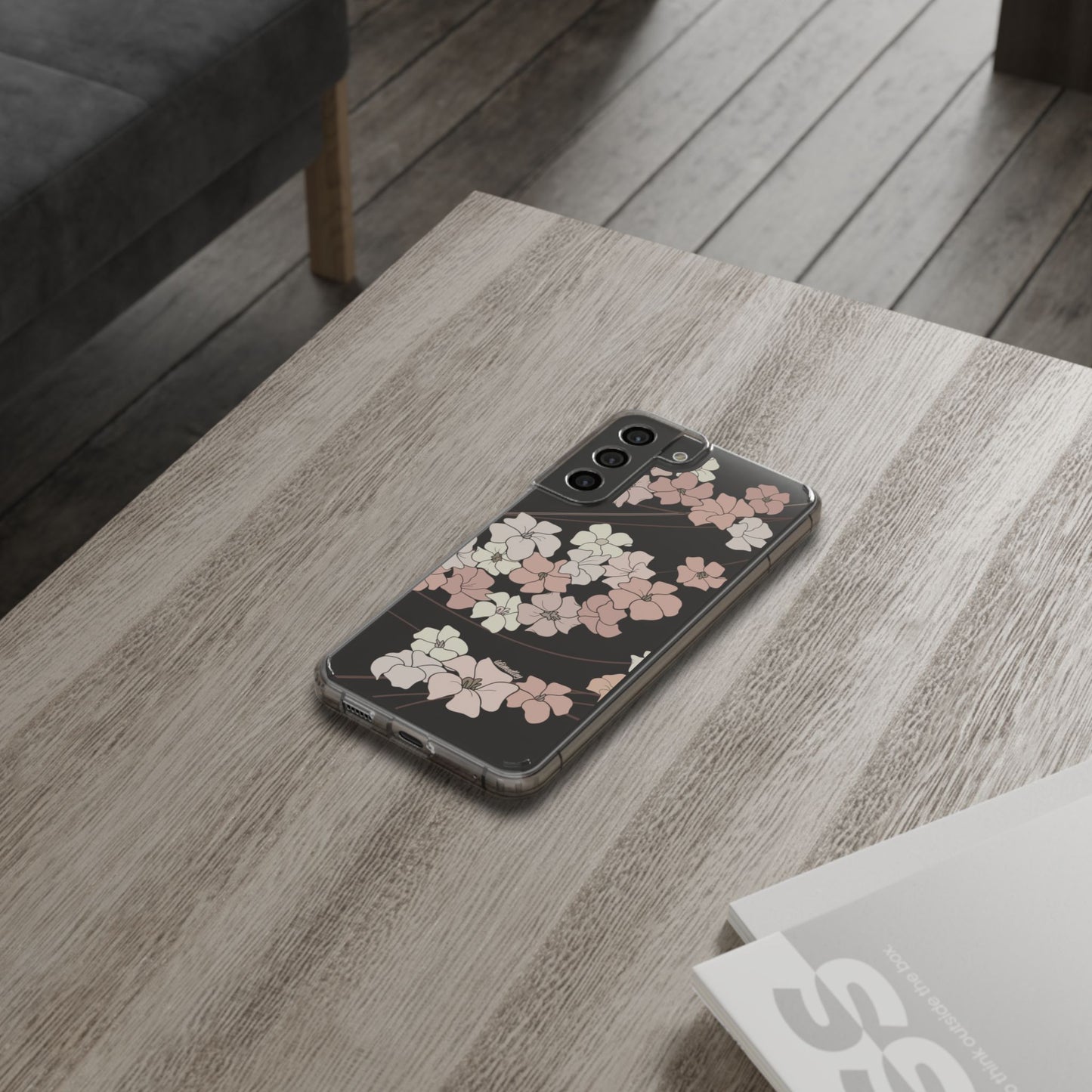 Puakenikeni En Face Flower Swirls (Peachy Pinks) CLEAR Case