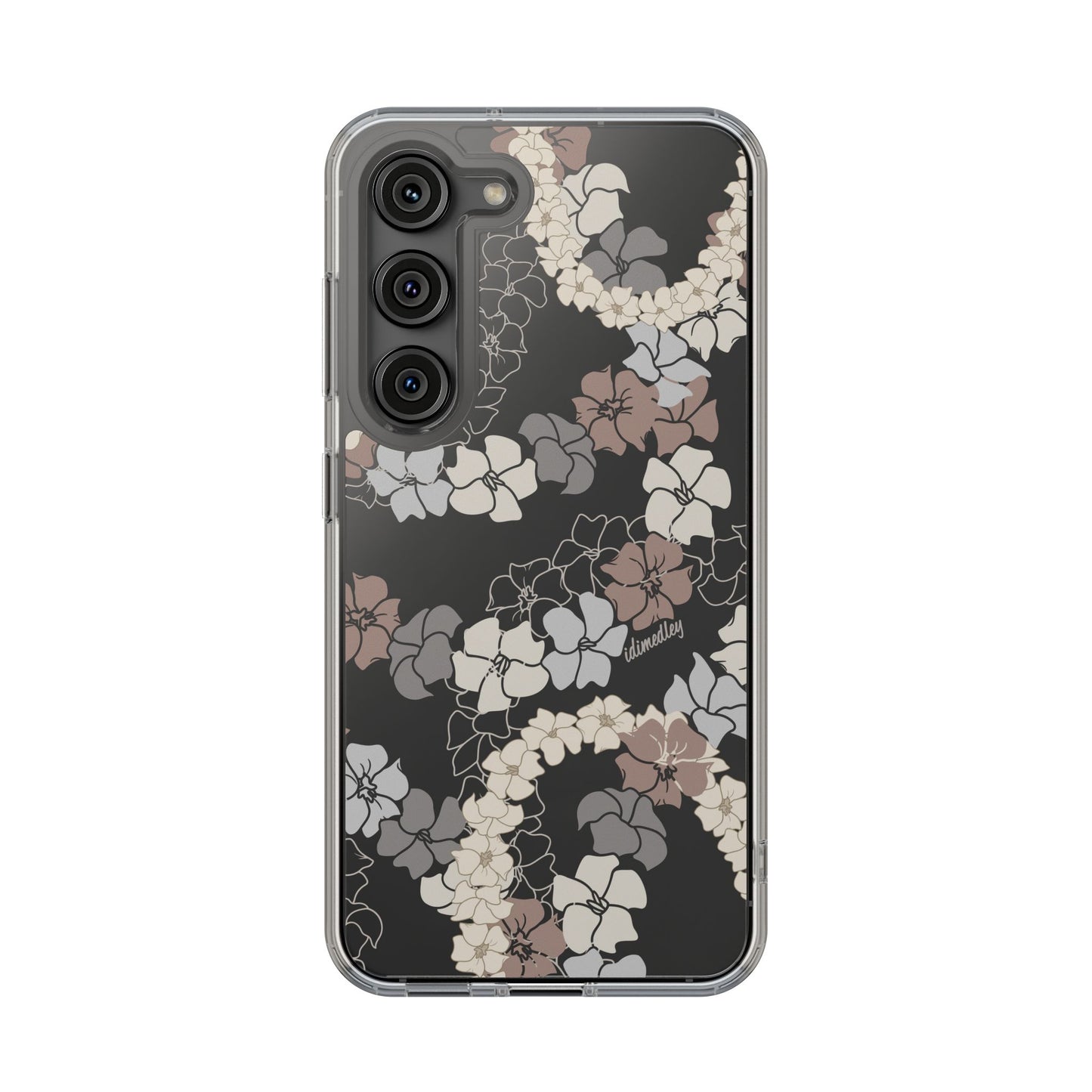 Puakenikeni En Face Flower Leis (Brown and Gray Neutrals) CLEAR Case