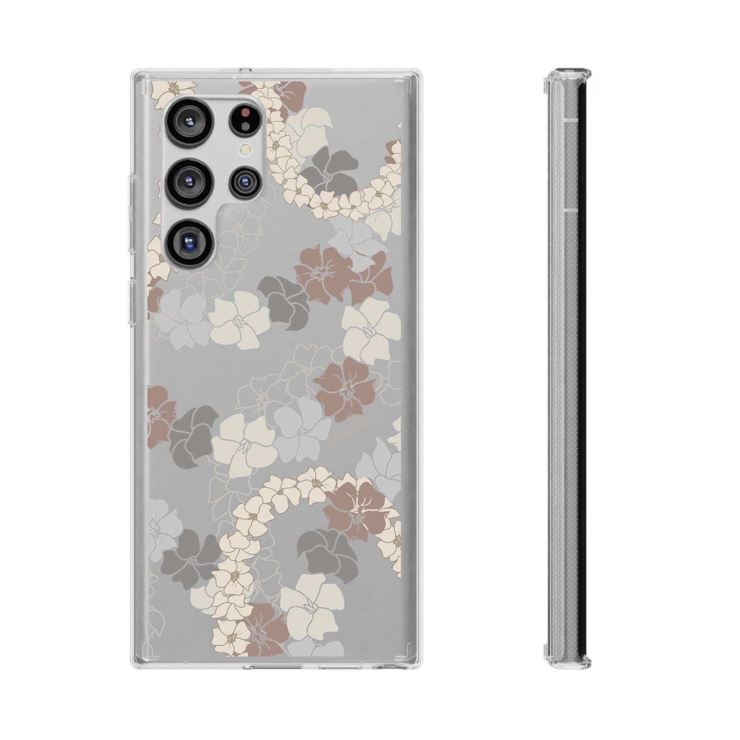 Puakenikeni En Face Flower Leis (Brown and Gray Neutrals) CLEAR Case