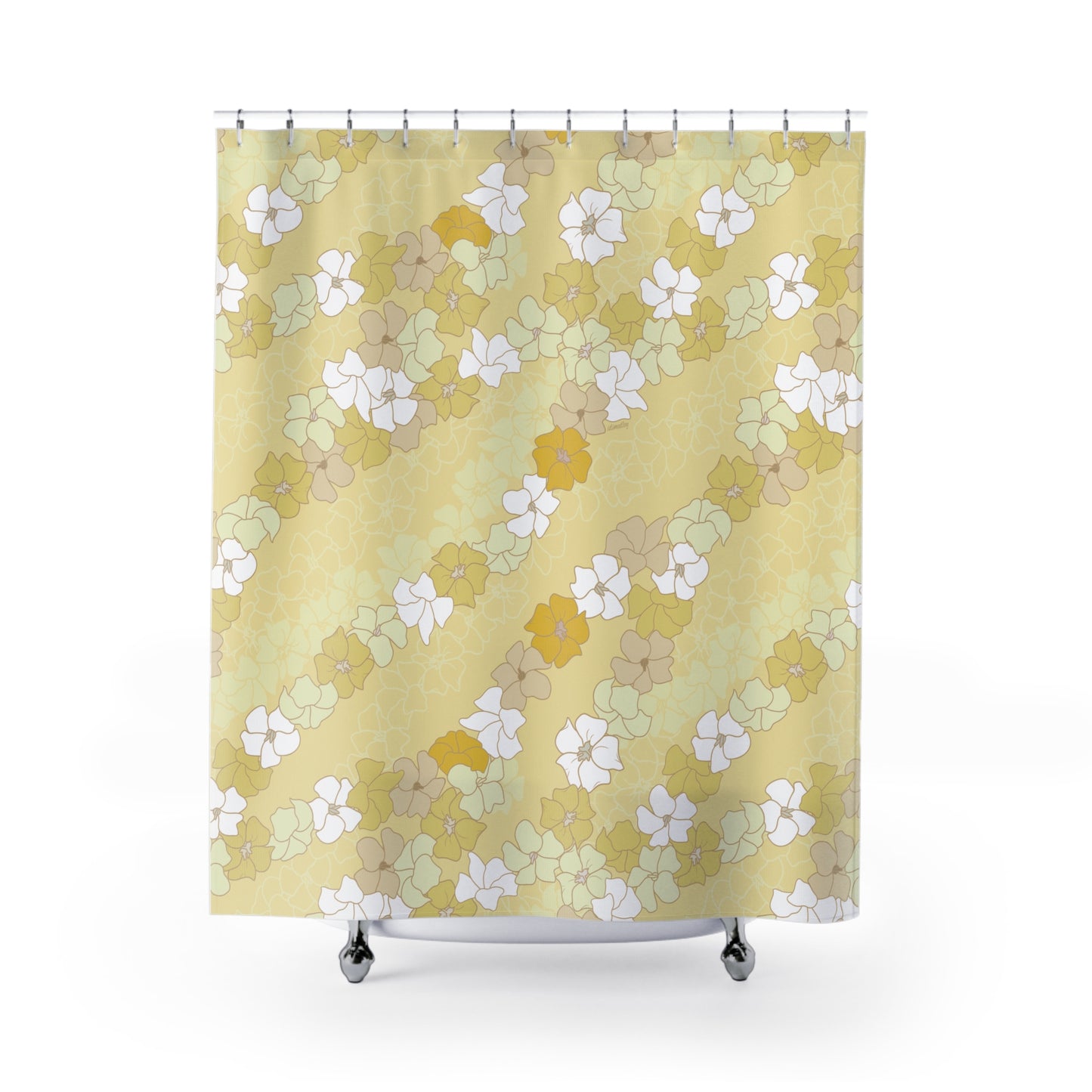 Shower Curtain- Puakenikeni En Face Flower Leis (Yellow)