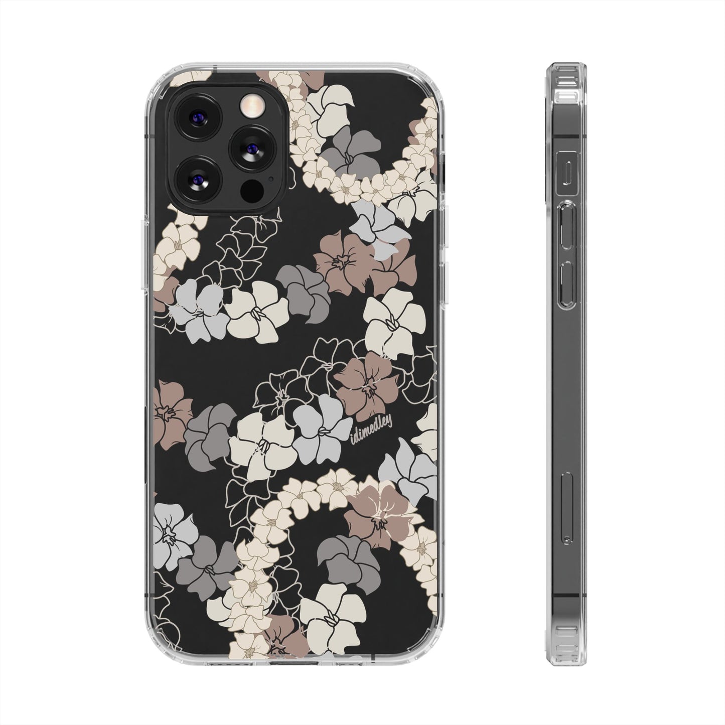 Puakenikeni En Face Flower Leis (Brown and Gray Neutrals) CLEAR Case