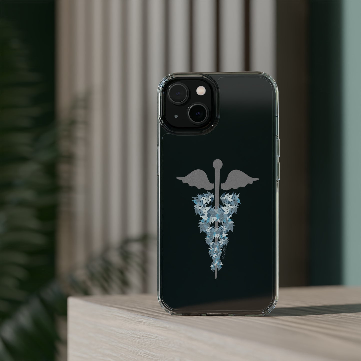 Caduceus Medical Symbol with Blue Maile Lei CLEAR Case