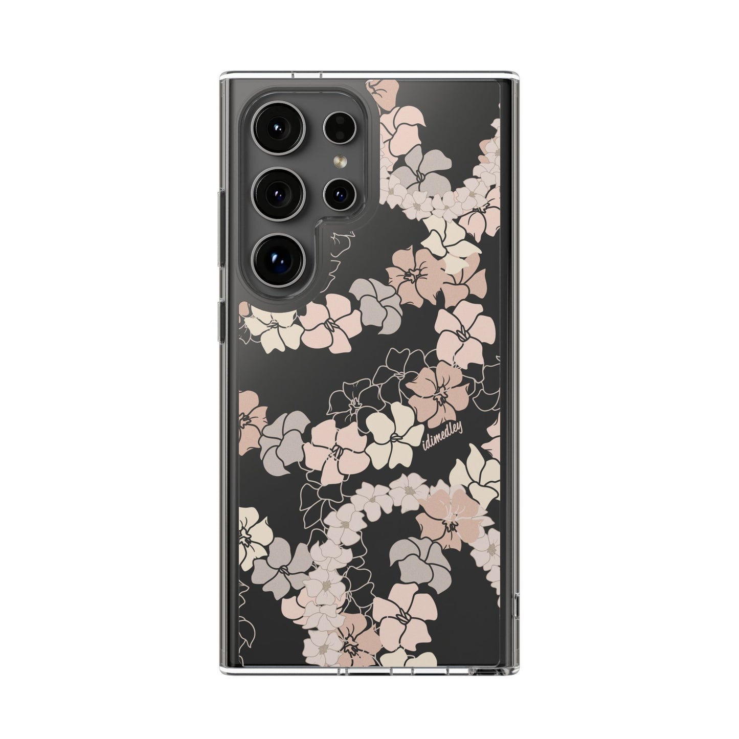 Puakenikeni En Face Flower Leis (Peachy Pinks) CLEAR Case