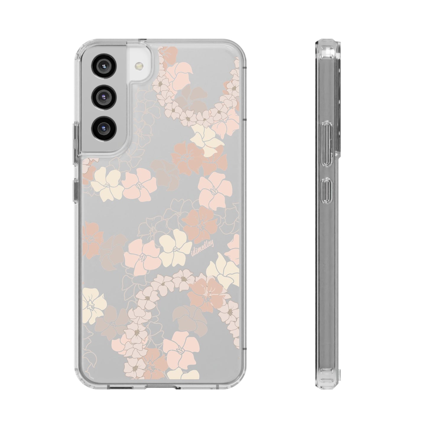Puakenikeni En Face Flower Leis (Peachy Pinks) CLEAR Case