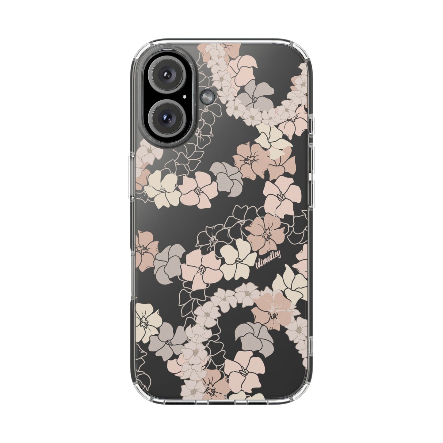 Puakenikeni En Face Flower Leis (Peachy Pinks) CLEAR Case
