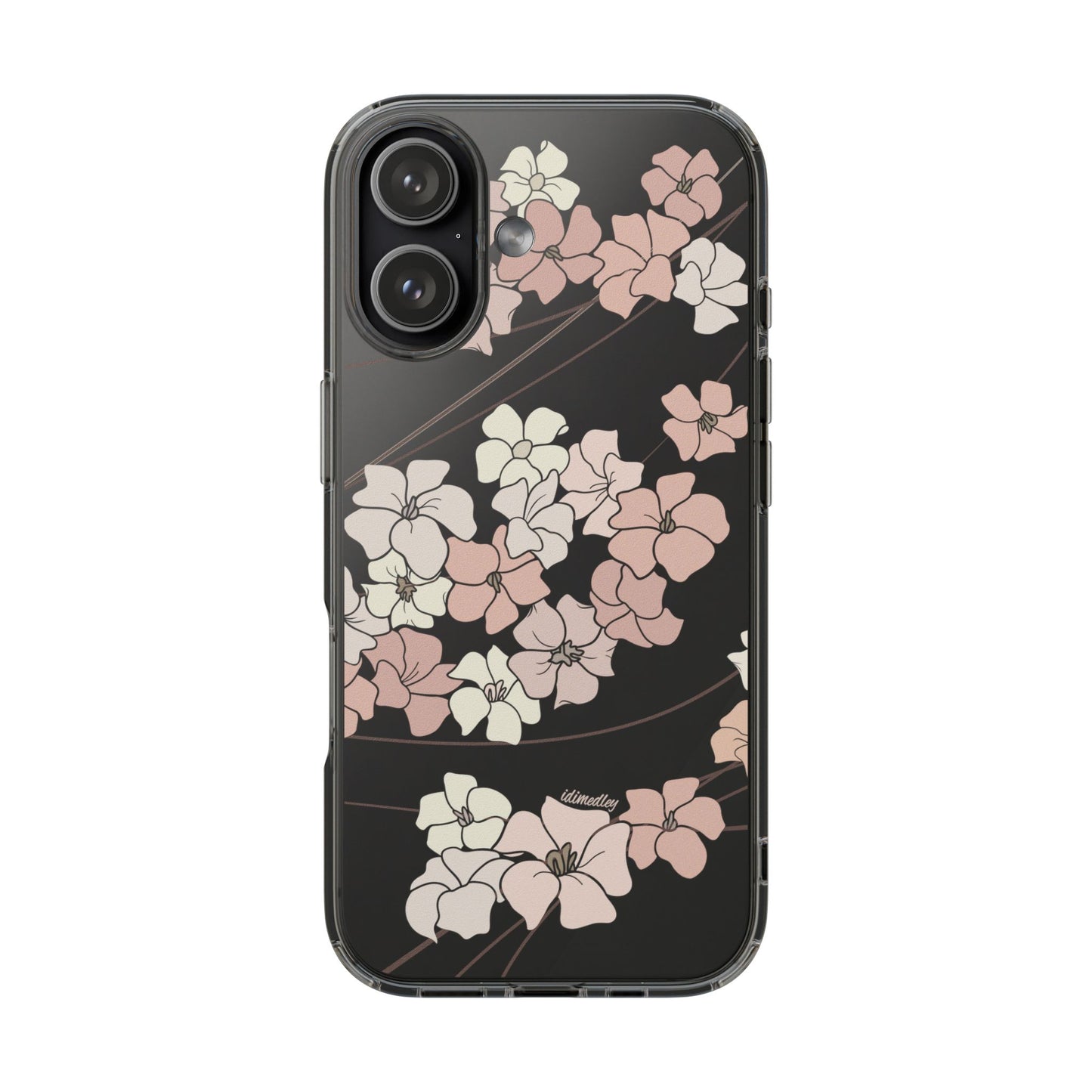 Puakenikeni En Face Flower Swirls in Peachy Pinks CLEAR Case